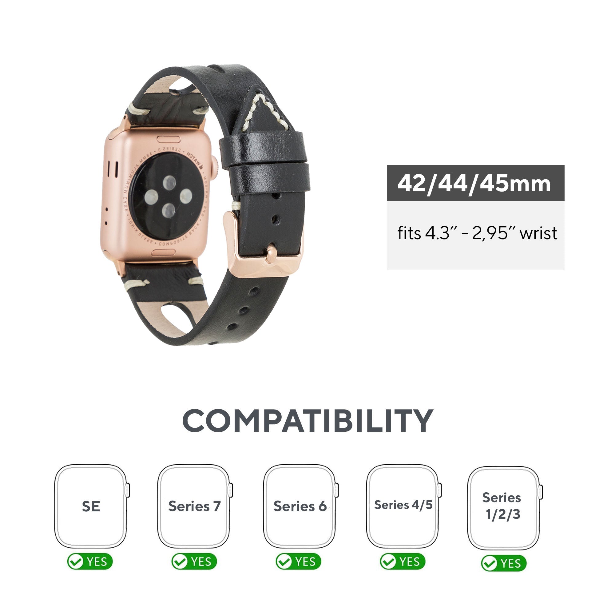 LupinnyLeather Cardiff Collection Leather Watch Band for Apple Watch 38mm 40mm 41mm 42mm 44mm 45mm 43