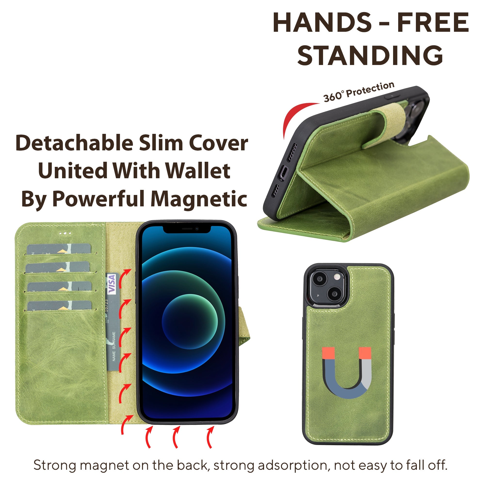  LupinnyLeather Leather Magnetic Detachable Wallet Case for iPhone 13 (6.1") 132