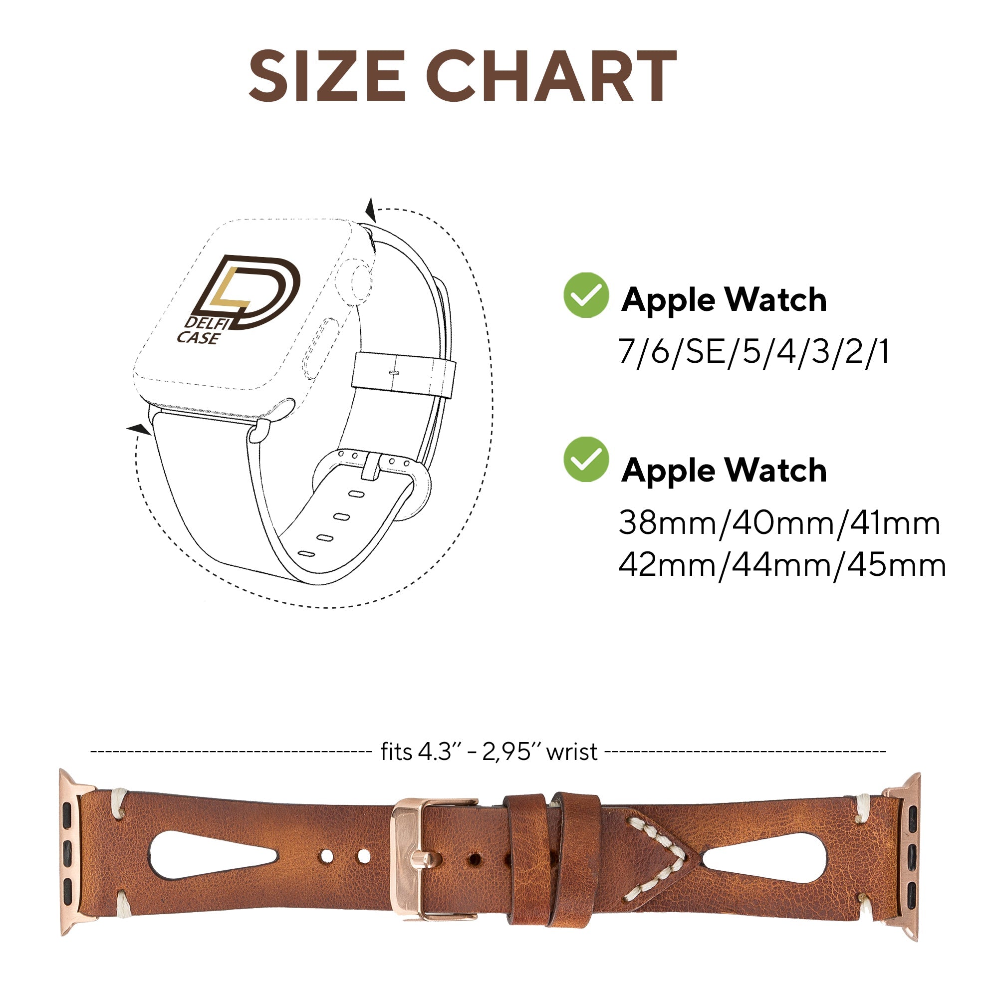 LupinnyLeather Cardiff Brown Leather Watch Band for Apple Watch 38mm 40mm 41mm 42mm 44mm 45mm 4