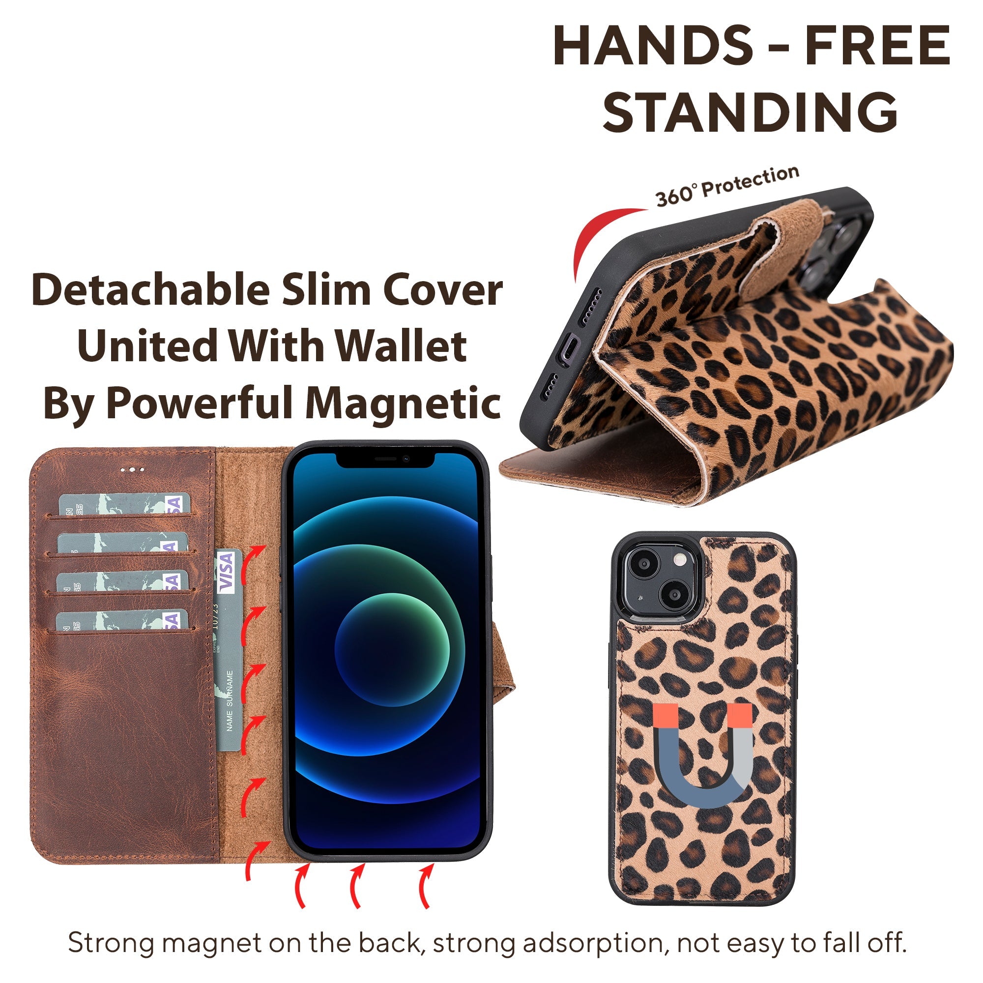 LupinnyLeather Leather Magnetic Detachable Wallet Case for iPhone 13 (6.1") 72
