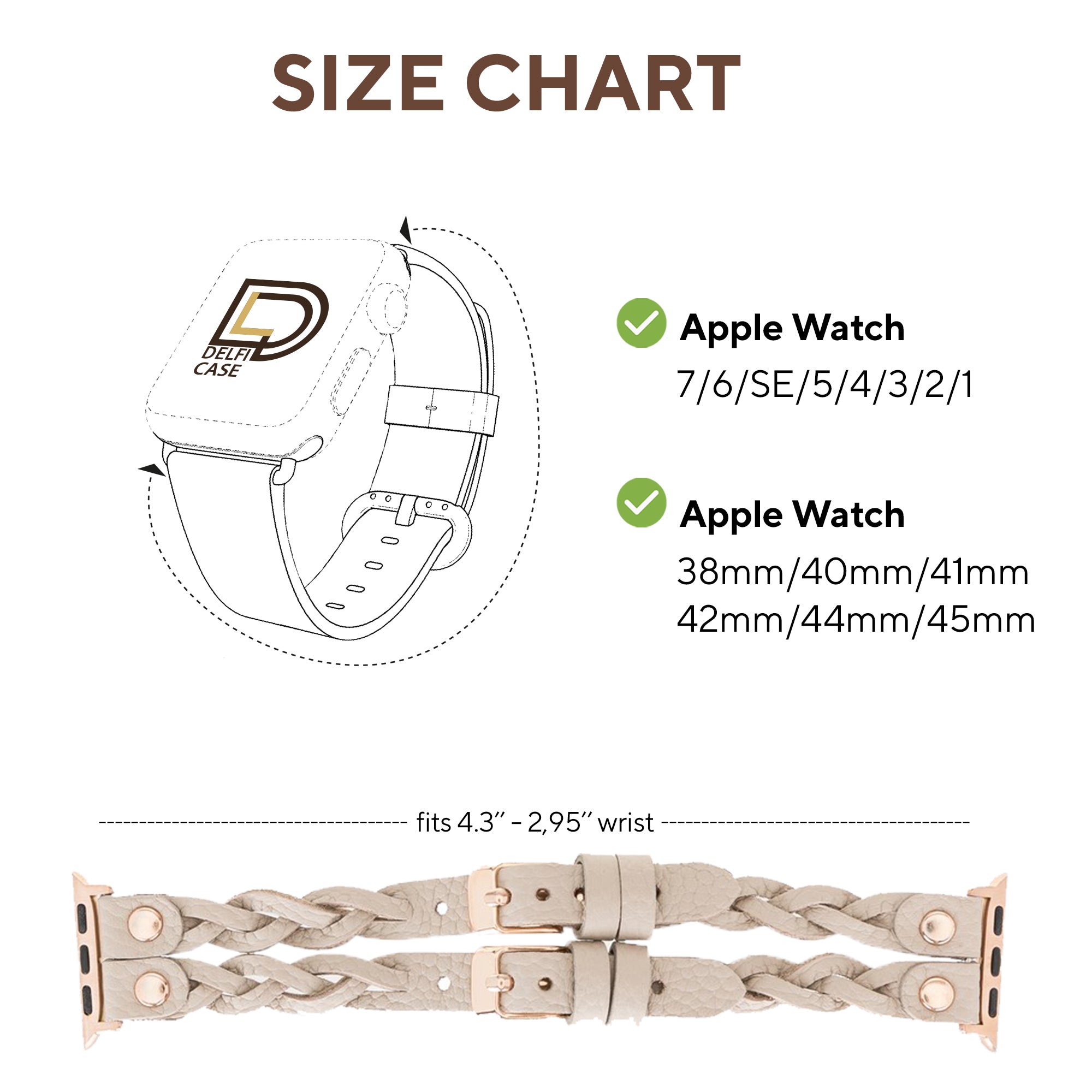 LupinnyLeather Sheffield-York Double Apple Watch Band for Apple Watch & Fitbit/Sense 20