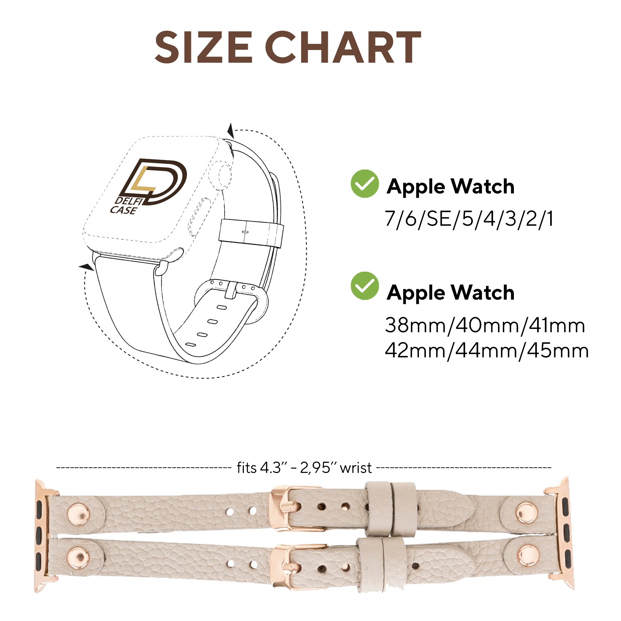 LupinnyLeather ELY Double Watch Band for Apple Watch and Fitbit Versa 3 2 & 1 (Beige) 4