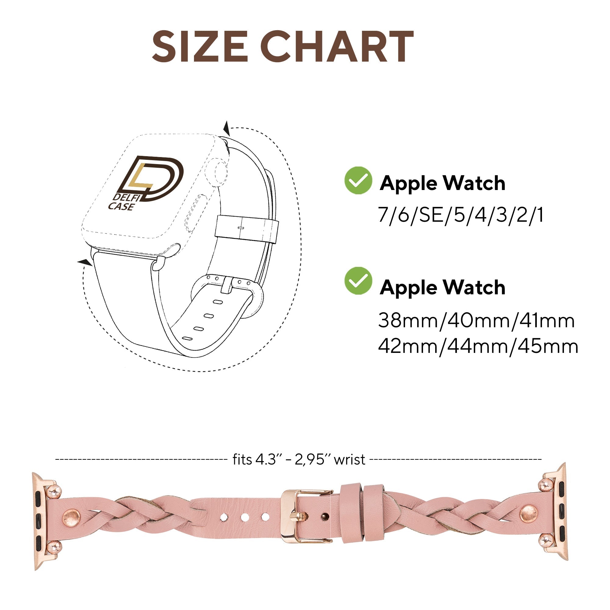 LupinnyLeather Sheffield Collection Leather Watch Band for Apple Watch & Fitbit / Sense 44