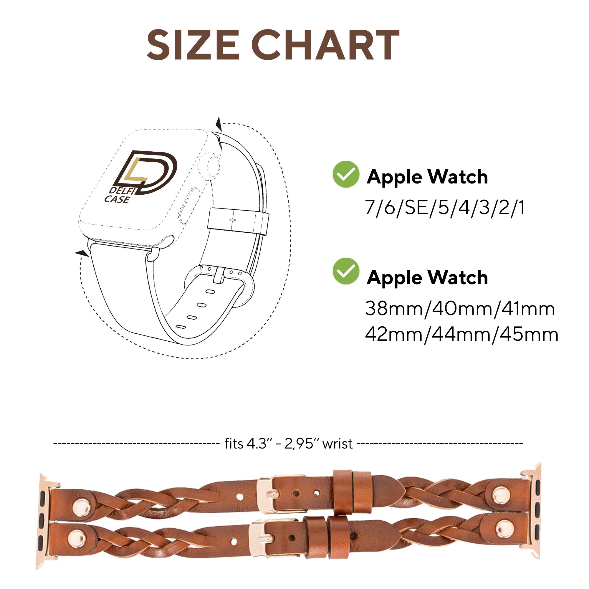 LupinnyLeather Sheffield-York Double Apple Watch Band for Apple Watch & Fitbit/Sense 35