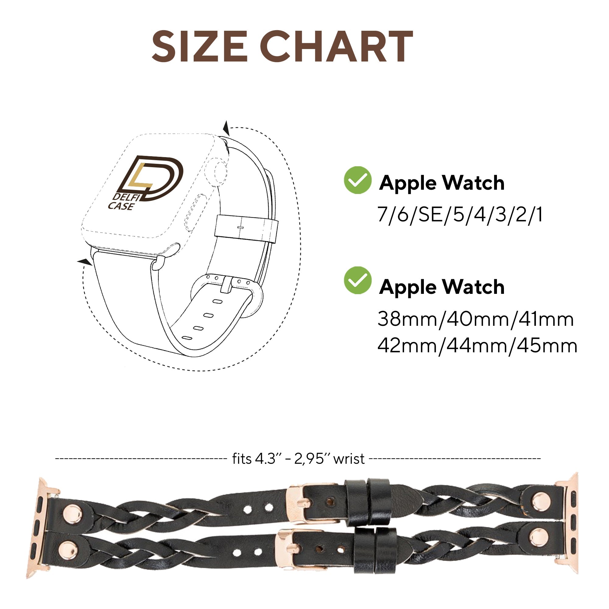 LupinnyLeather Sheffield-York Double Apple Watch Band for Apple Watch & Fitbit/Sense 55