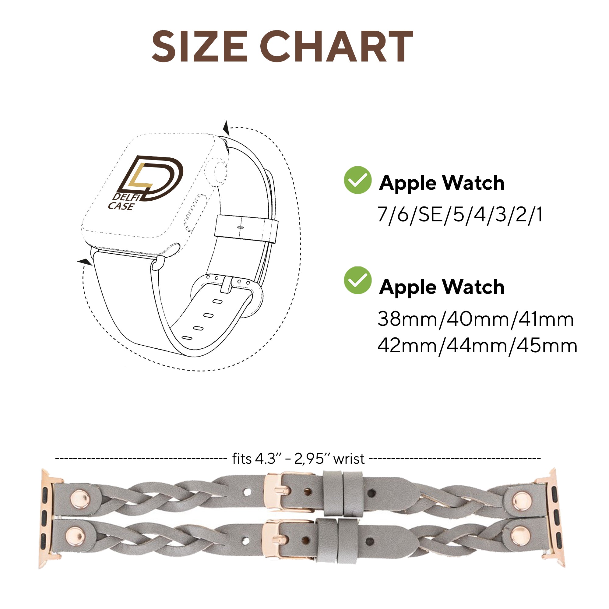 LupinnyLeather Sheffield-York Double Apple Watch Band for Apple Watch & Fitbit/Sense 45