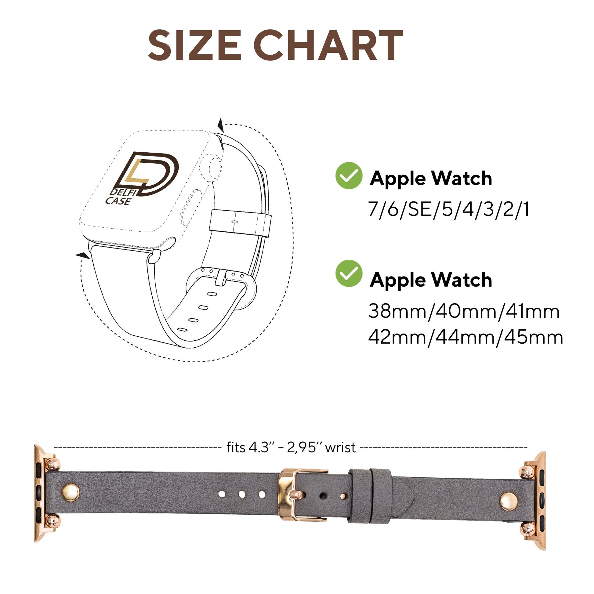 GRAY LV APPLE WATCH STRAP BAND (Size: 38mm, 40mm, 41mm)