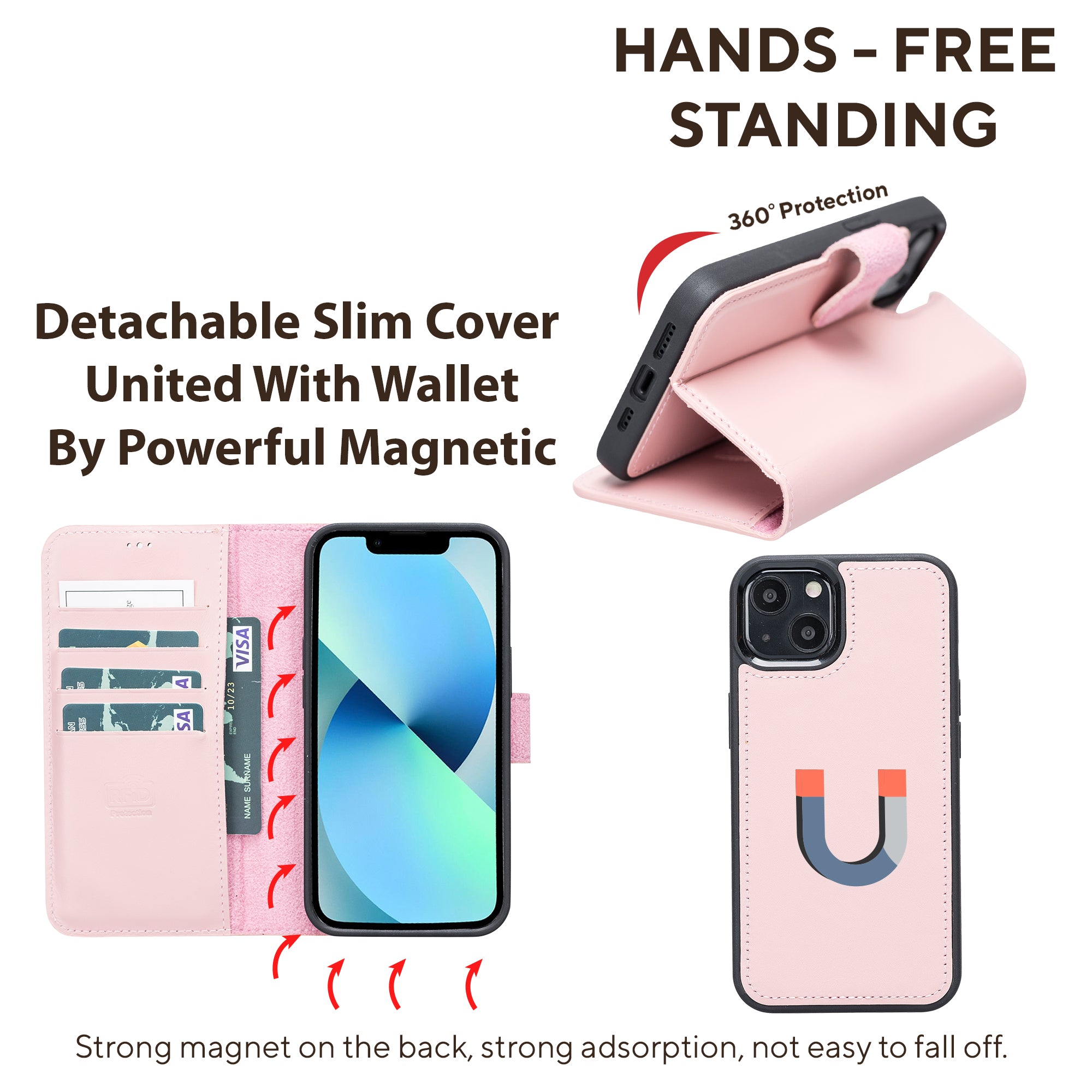 LupinnyLeather Leather Magnetic Detachable Wallet Case for iPhone 13 (6.1") 102