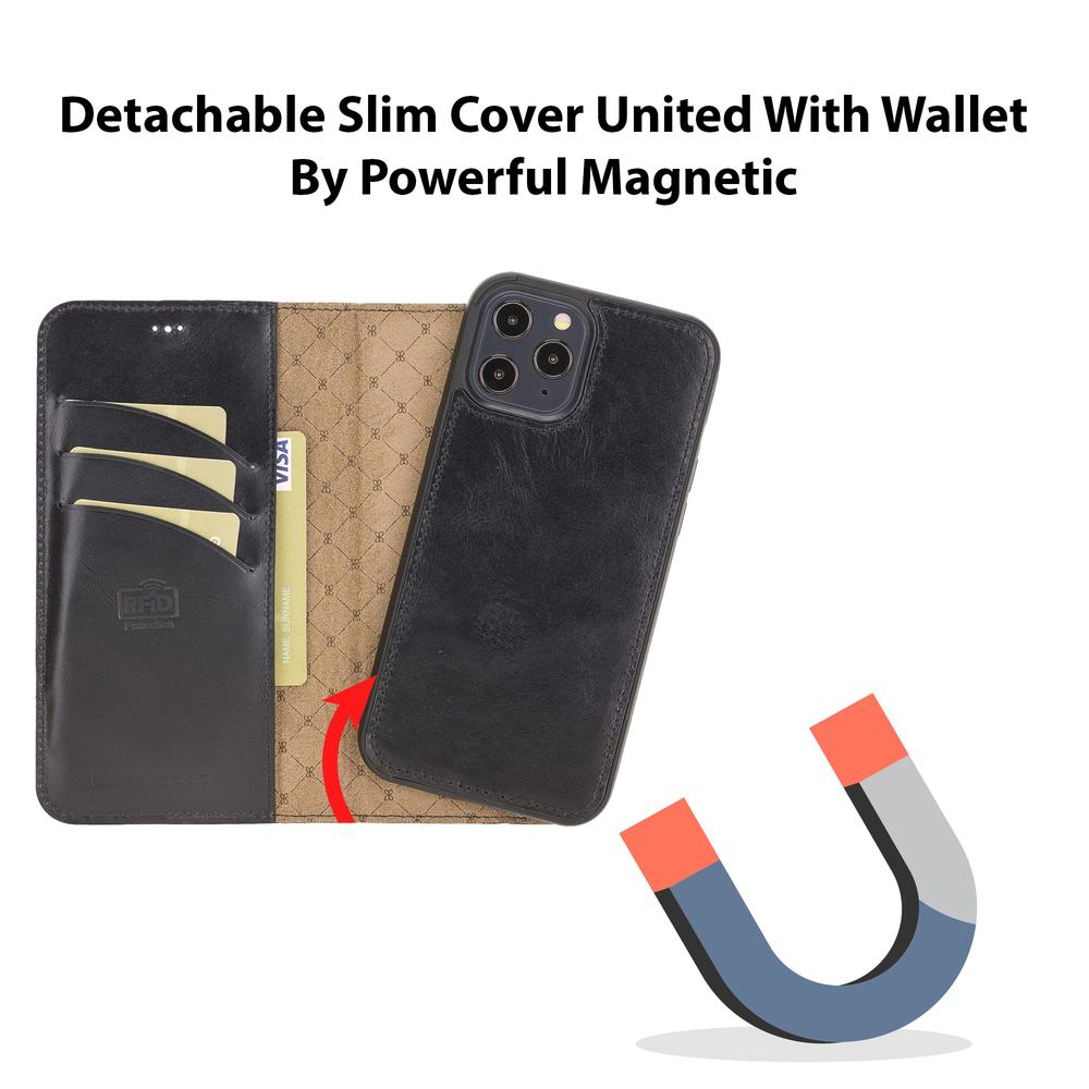 LupinnyLeather Magnetic Detachable Leather Wallet Case for iPhone 12 and iPhone 12 Pro (6.1") 42