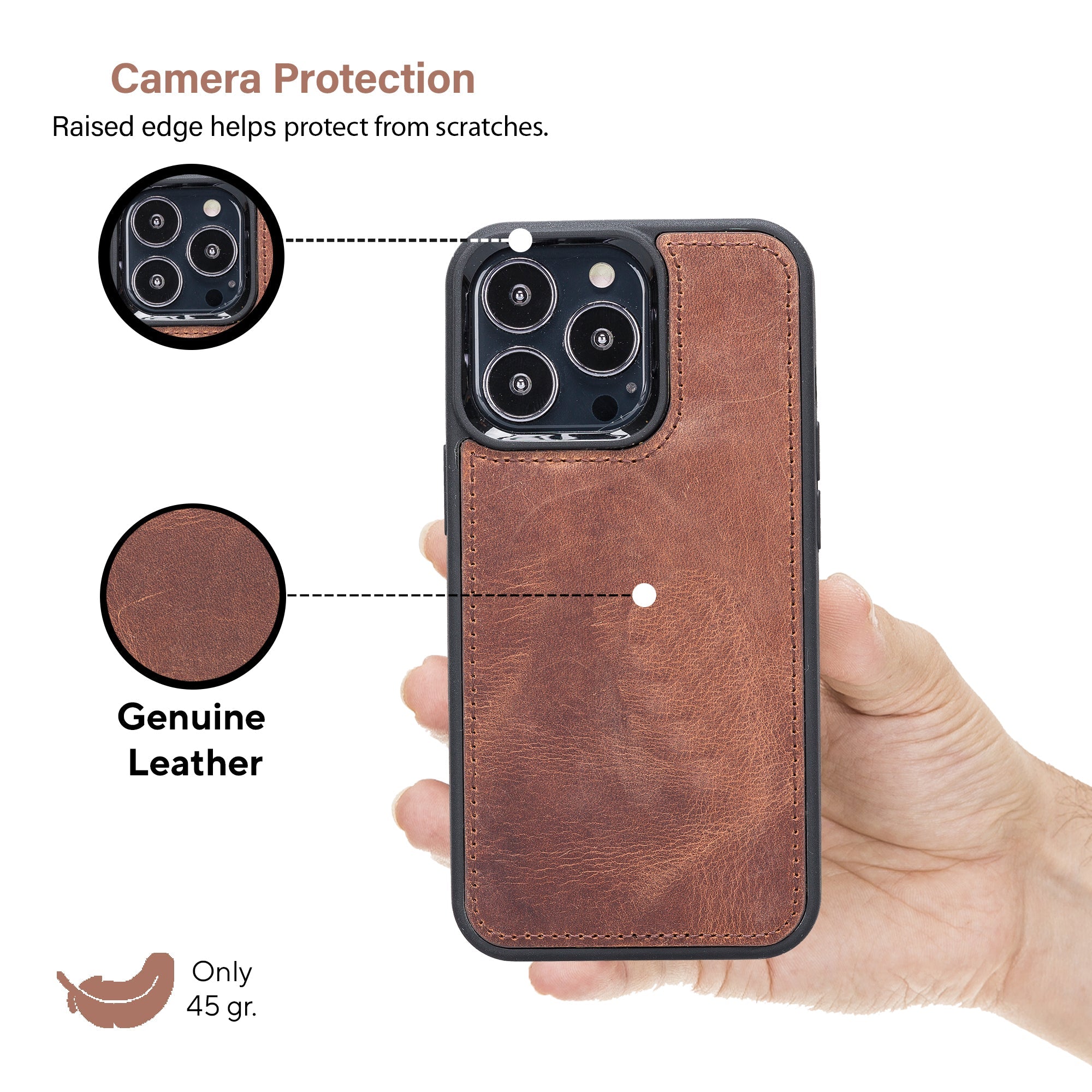 LupinnyLeather Brown Leather Magnetic Detachable Wallet Case for iPhone 13 Pro (6.1") 13