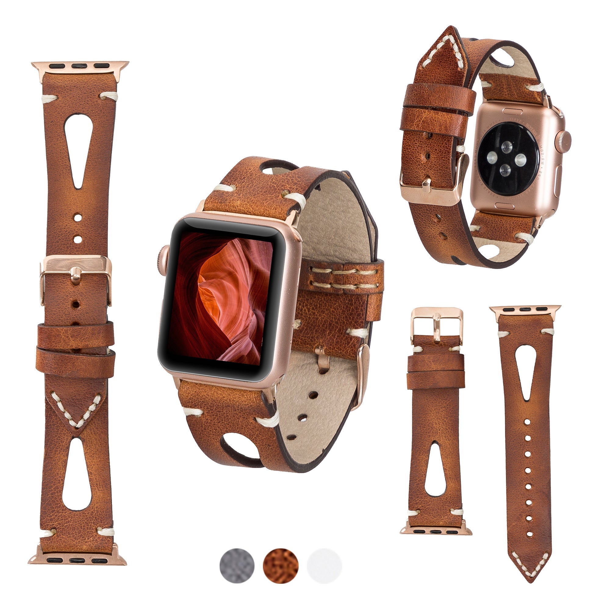 LupinnyLeather Cardiff Brown Leather Watch Band for Apple Watch 38mm 40mm 41mm 42mm 44mm 45mm 2