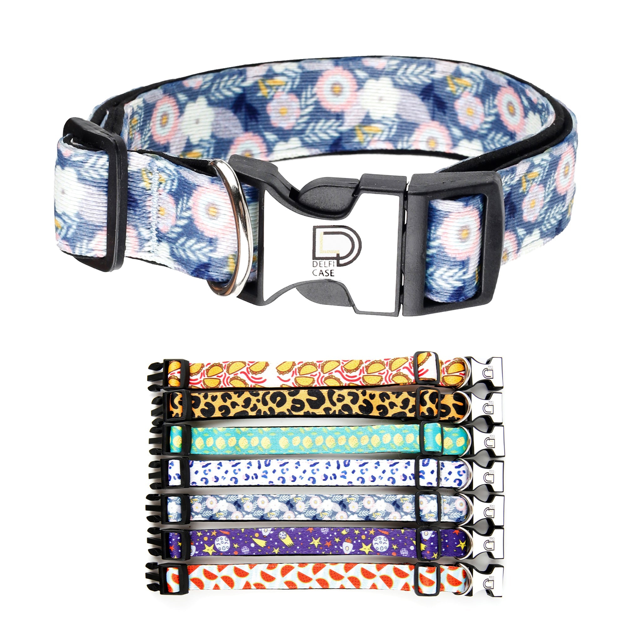 Fabric Patterned Adjustable Dog Collar