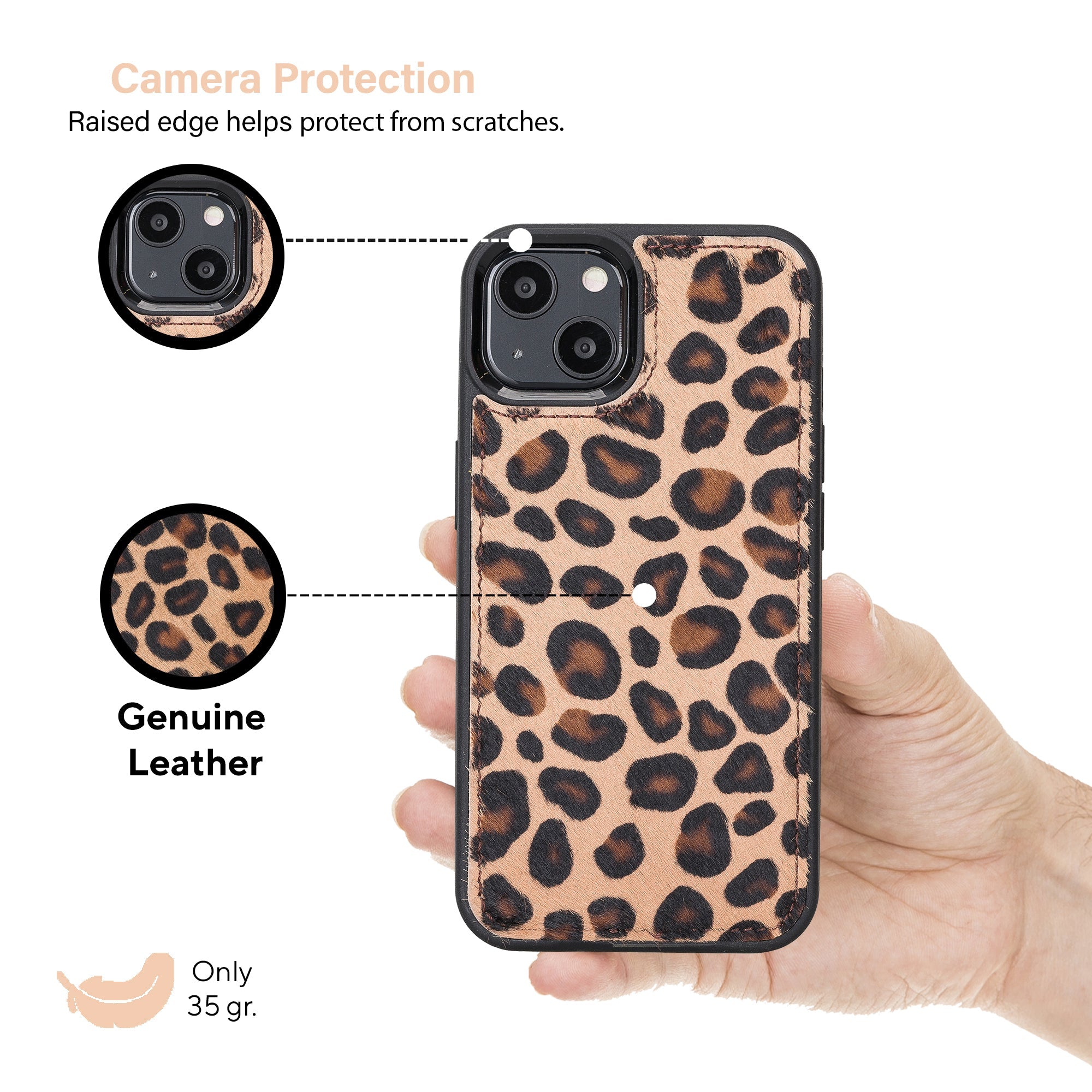 Leather Wallet Case for iPhone 13 Mini Leopard Camera Protection