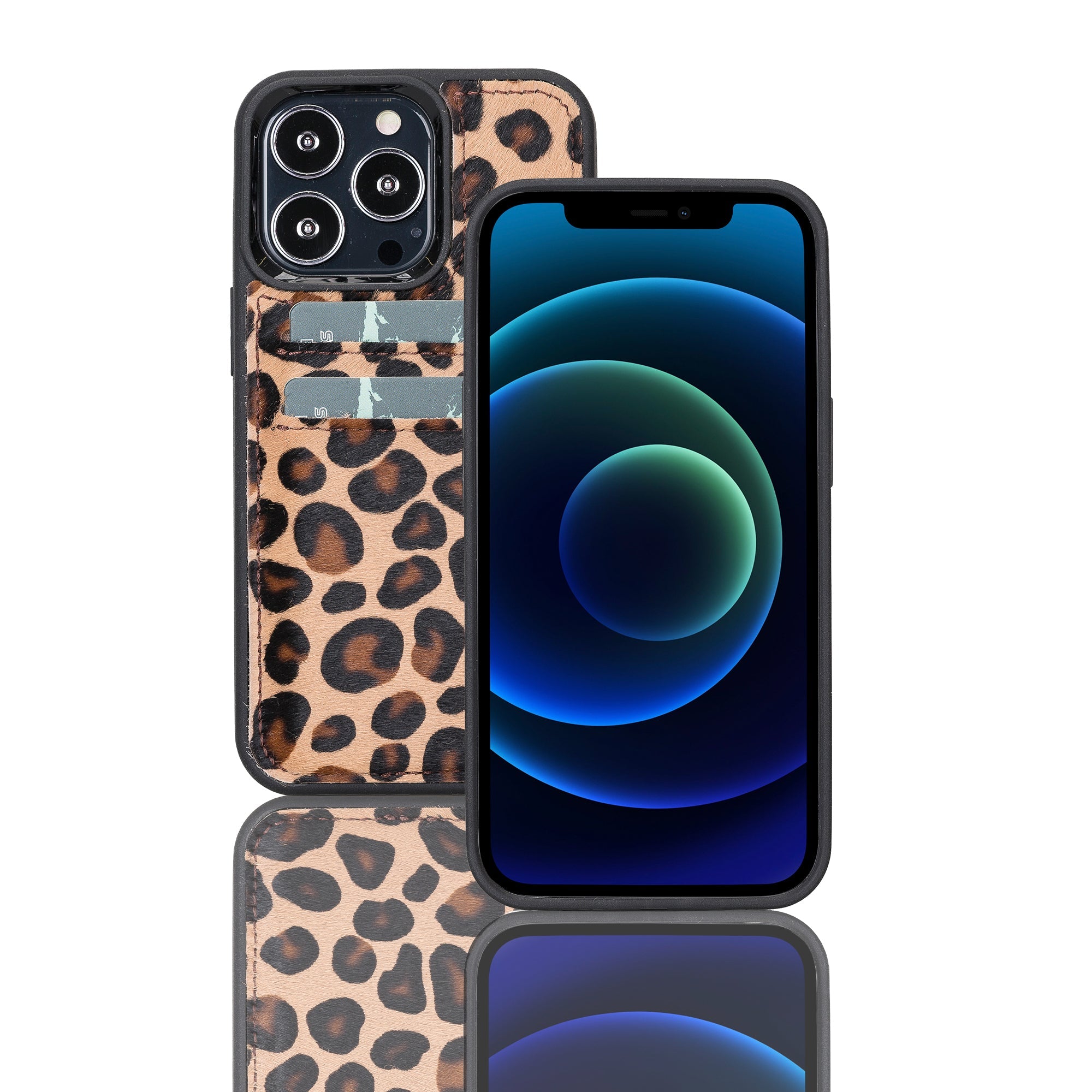 LupinnyLeather Leopard Furry Supreme Sleeve Back Cover Case for iPhone 13 Pro (6.1") 1