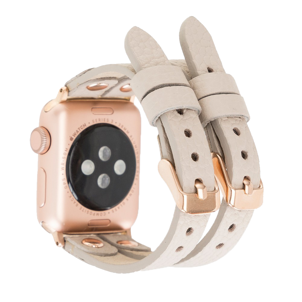 LupinnyLeather ELY Double Watch Band for Apple Watch and Fitbit Versa 3 2 & 1 (Beige) 7