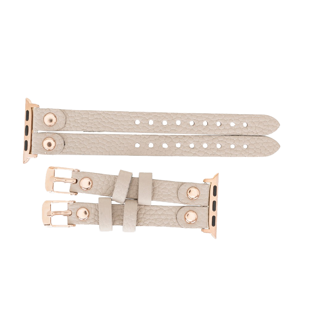 LupinnyLeather ELY Double Watch Band for Apple Watch and Fitbit Versa 3 2 & 1 (Beige) 9