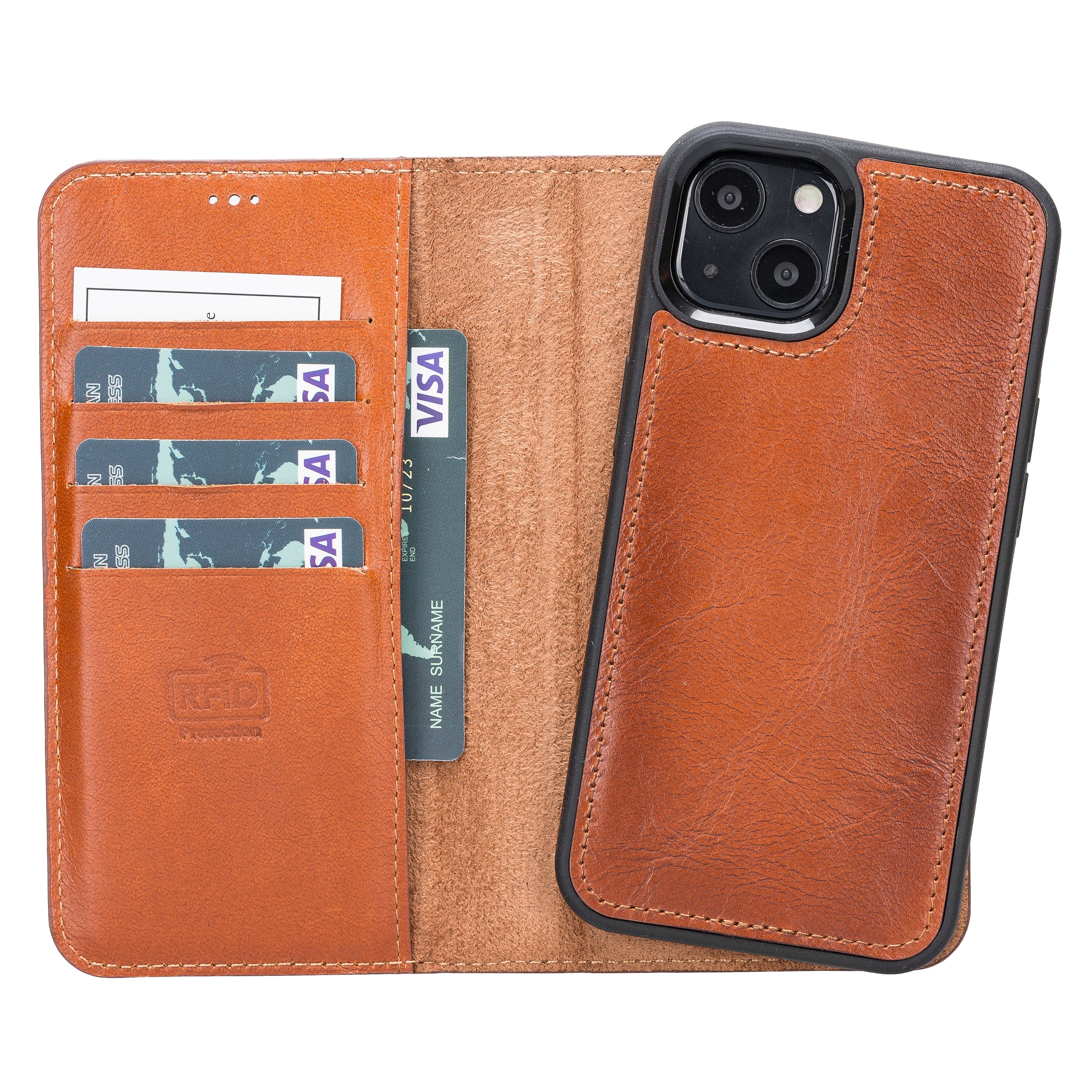 LupinnyLeather Leather Magnetic Detachable Wallet Case for iPhone 13 (6.1") 32
