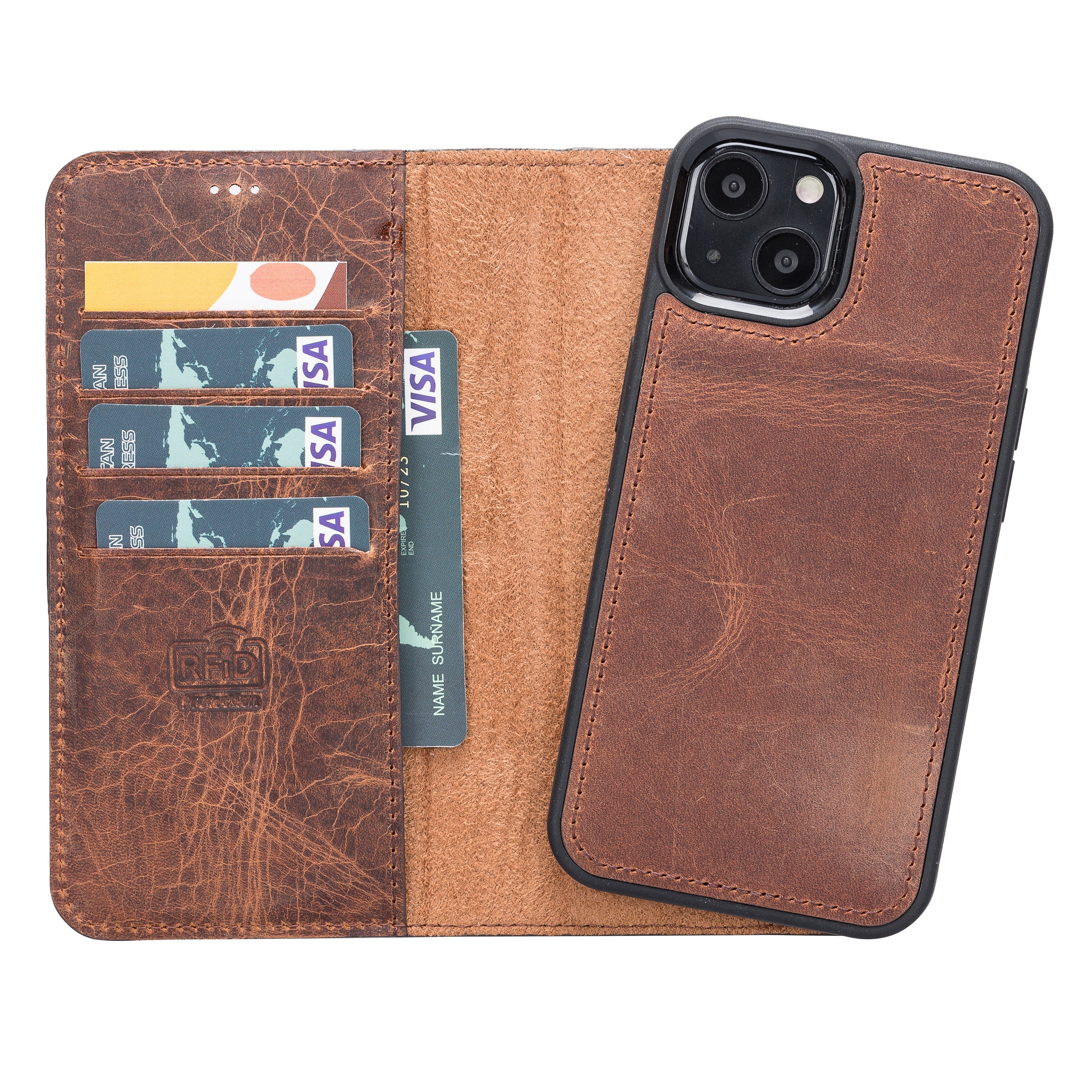 LupinnyLeather Leather Magnetic Detachable Wallet Case for iPhone 13 (6.1") 47