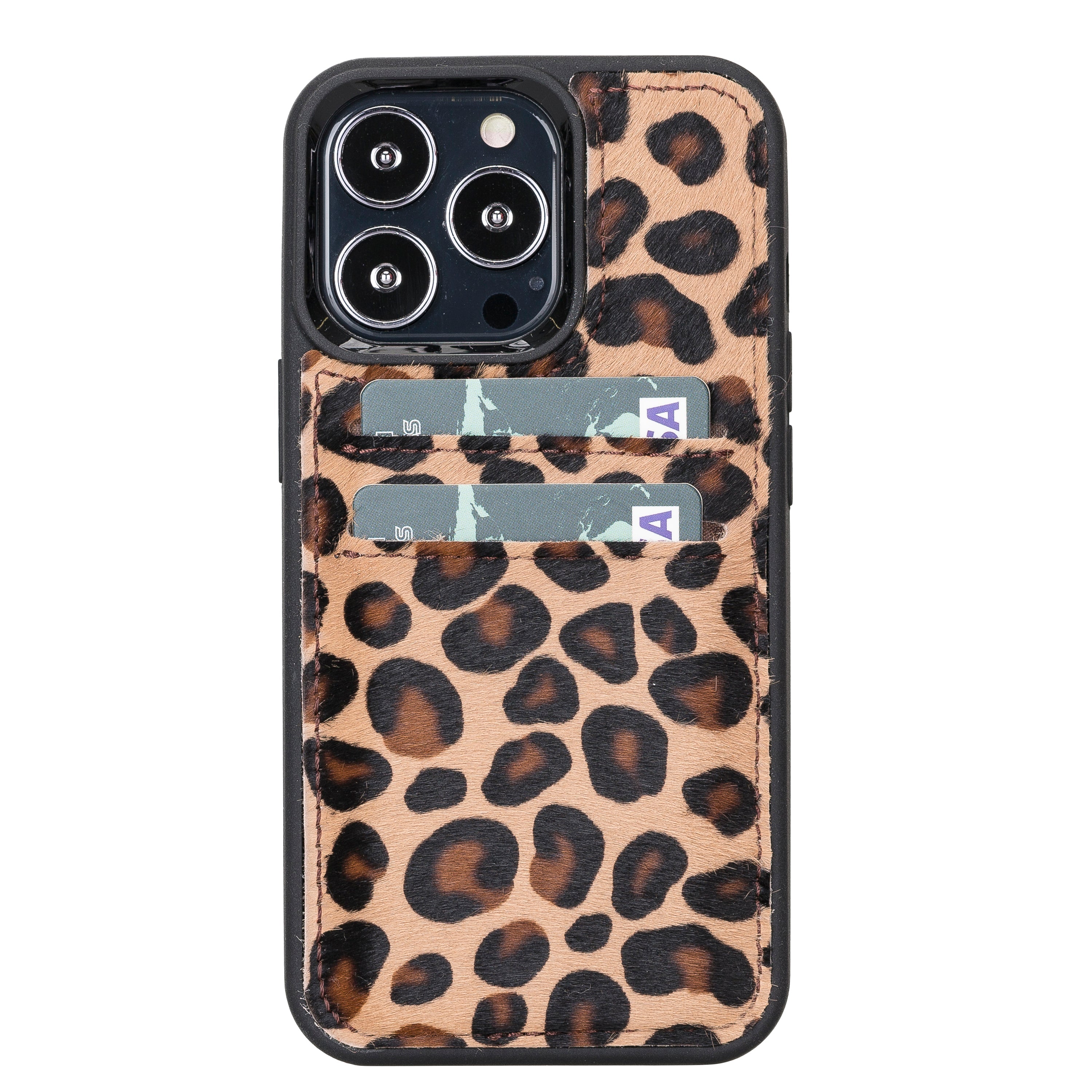 LupinnyLeather Leopard Furry Supreme Sleeve Back Cover Case for iPhone 13 Pro (6.1") 2