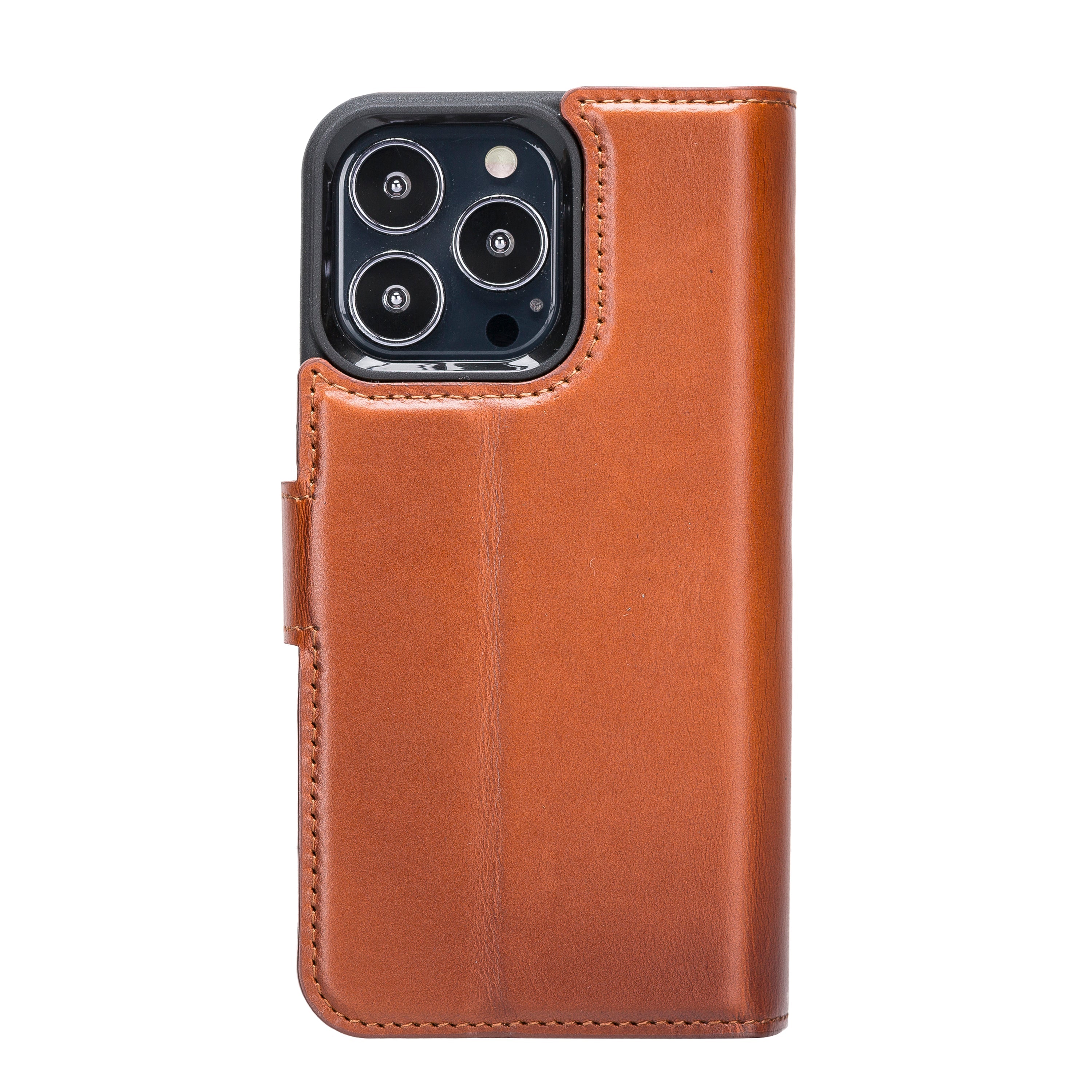 LupinnyLeather Rustic Brown Leather Magnetic Detachable Wallet Case for iPhone 13 Pro Max (6.7") 5