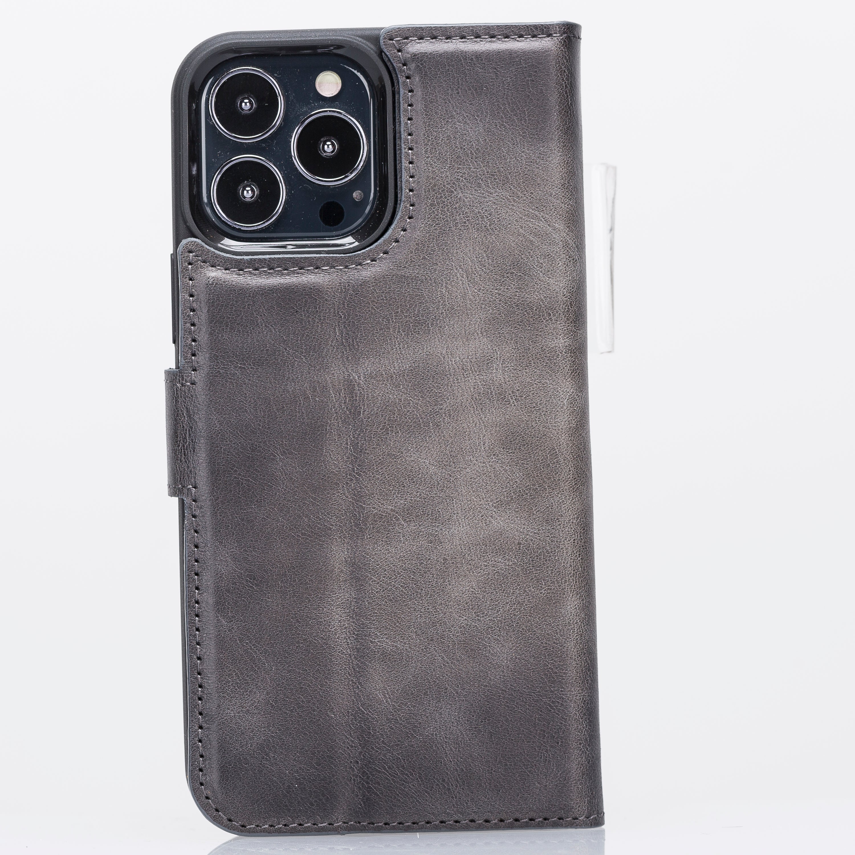 LupinnyLeather Rustic Brown Leather Magnetic Detachable Wallet Case for iPhone 13 Pro Max (6.7") 35