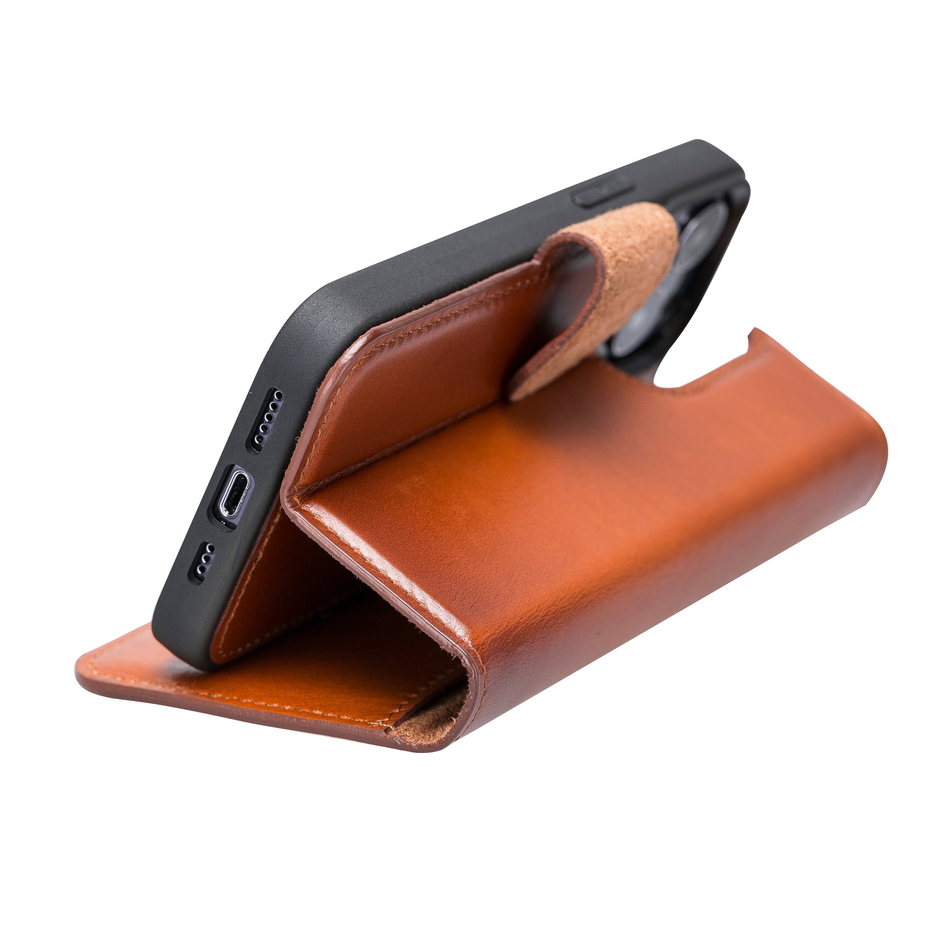 LupinnyLeather Rustic Brown Leather Magnetic Detachable Wallet Case for iPhone 13 Pro Max (6.7") 8