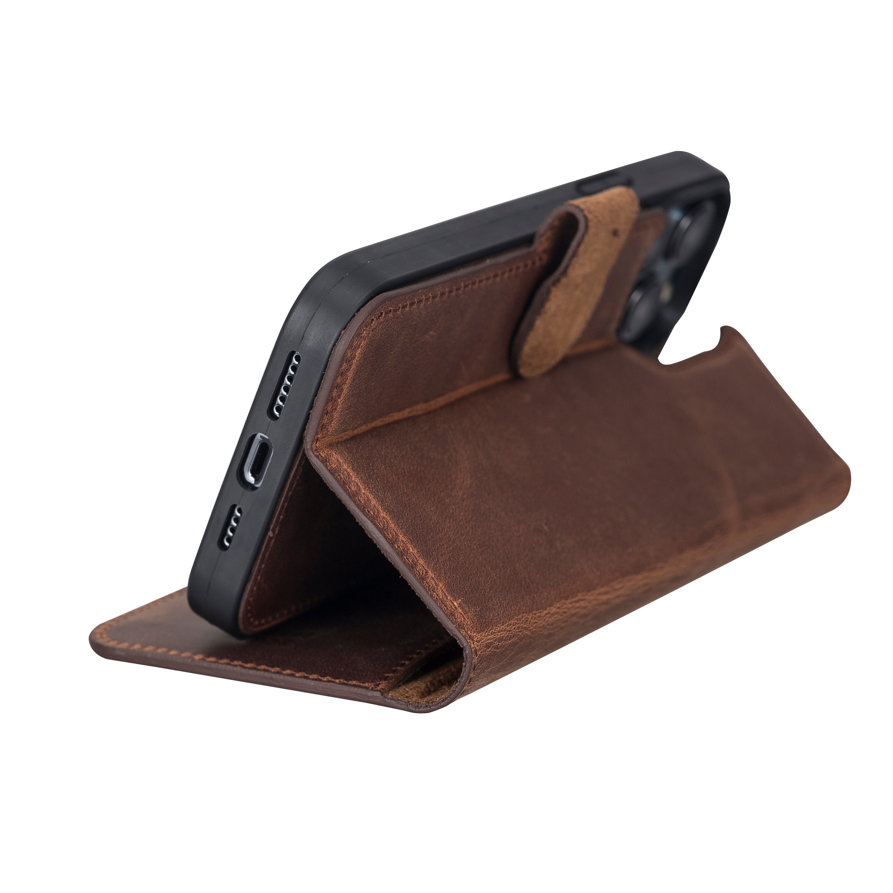 Full Grain Genuine Leather Wallet Case for iPhone 14 Series: iPhone 14, iPhone 14 Plus, iPhone 14 Pro, and iPhone 14 Pro Max