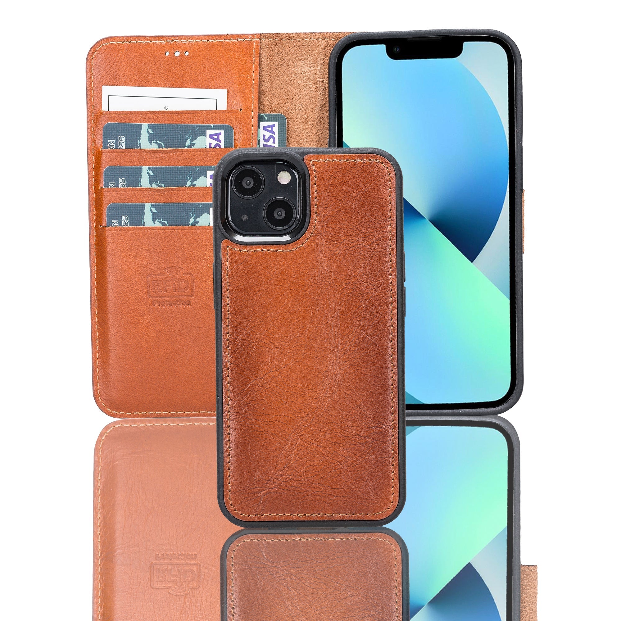 LupinnyLeather Leather Magnetic Detachable Wallet Case for iPhone 13 (6.1") 31