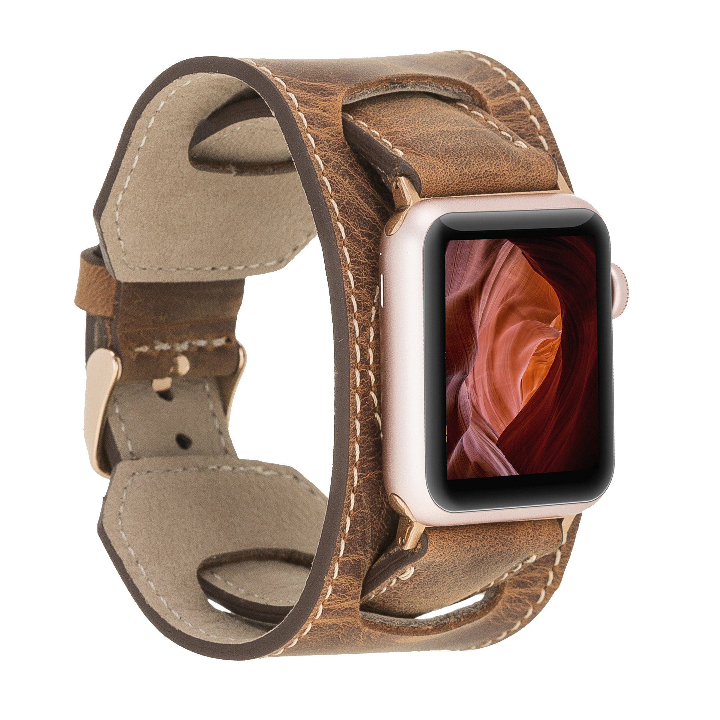 LupinnyLeather Liverpool Watch Band for Apple Watch 38mm 40mm 41mm 42mm 44mm 45mm - Vintage Brown-BA26 1