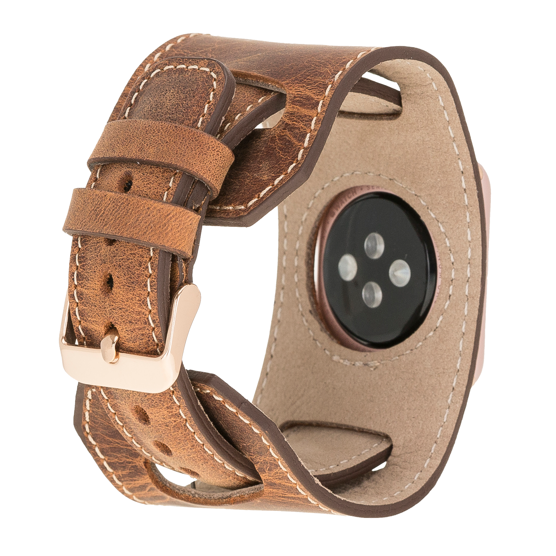 LupinnyLeather Liverpool Watch Band for Apple Watch 38mm 40mm 41mm 42mm 44mm 45mm - Vintage Brown-BA26 2
