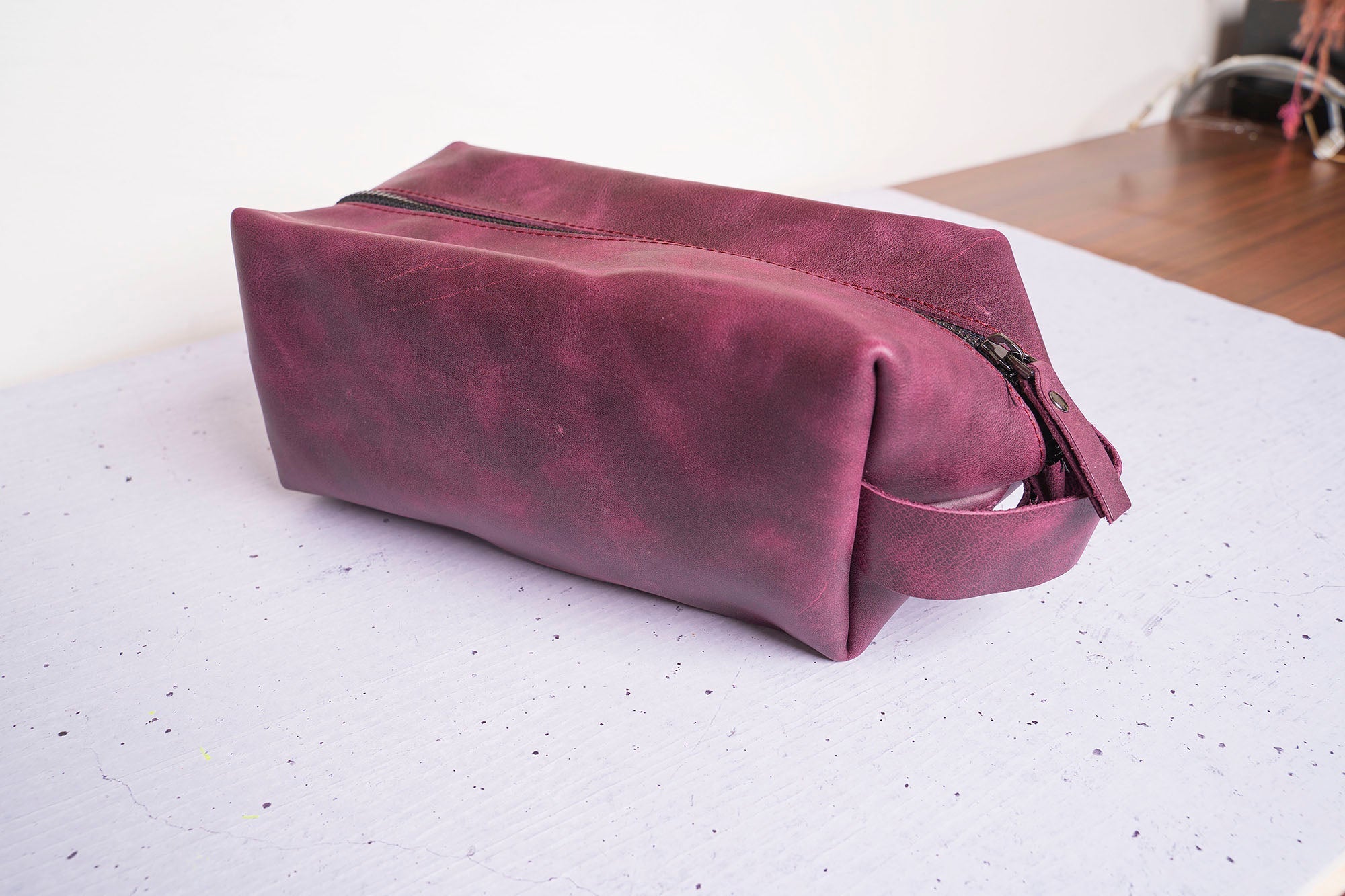 Full Grain Genuine Leather Customize Make Up Bag