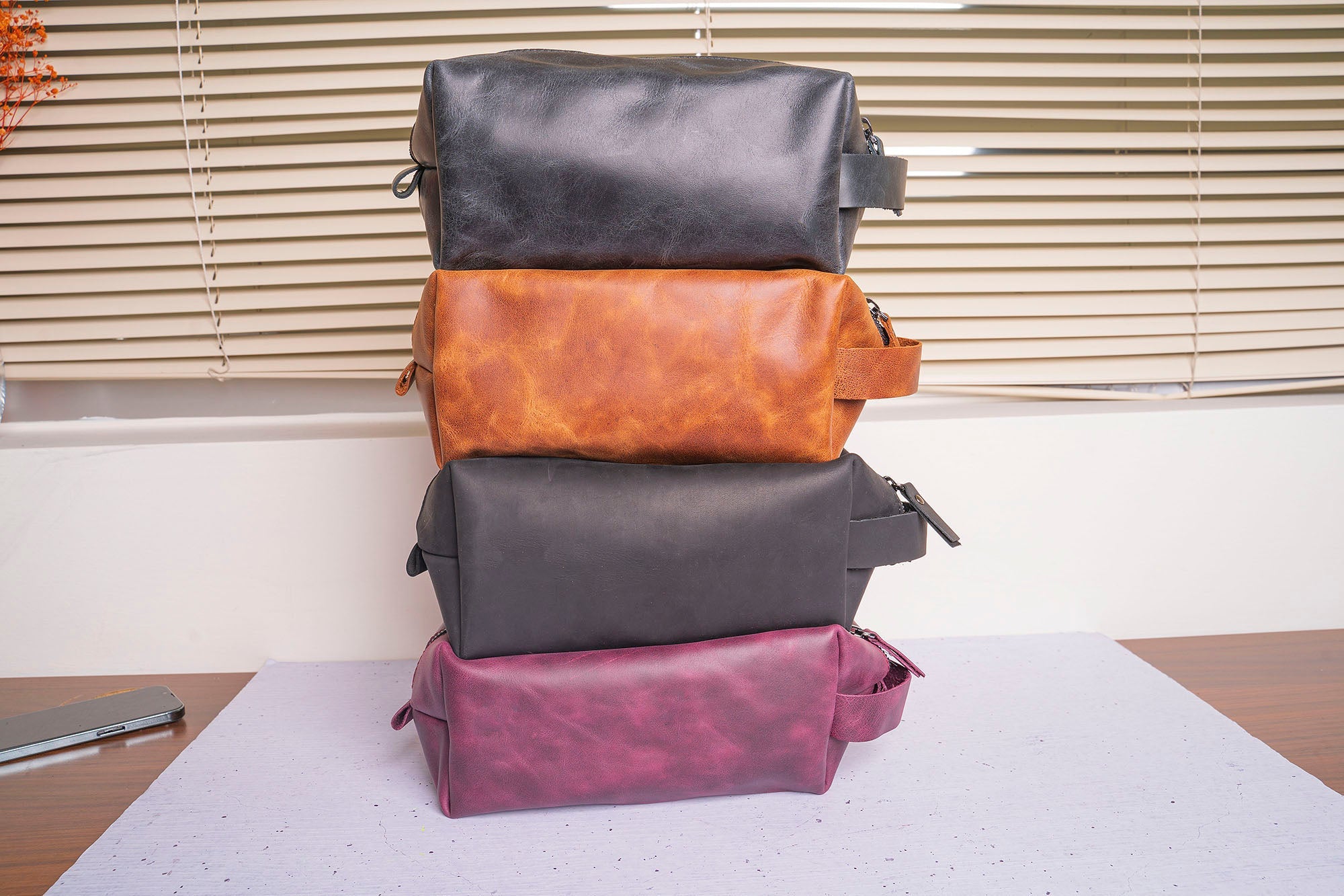 Full Grain Genuine Leather Customize Make Up Bag