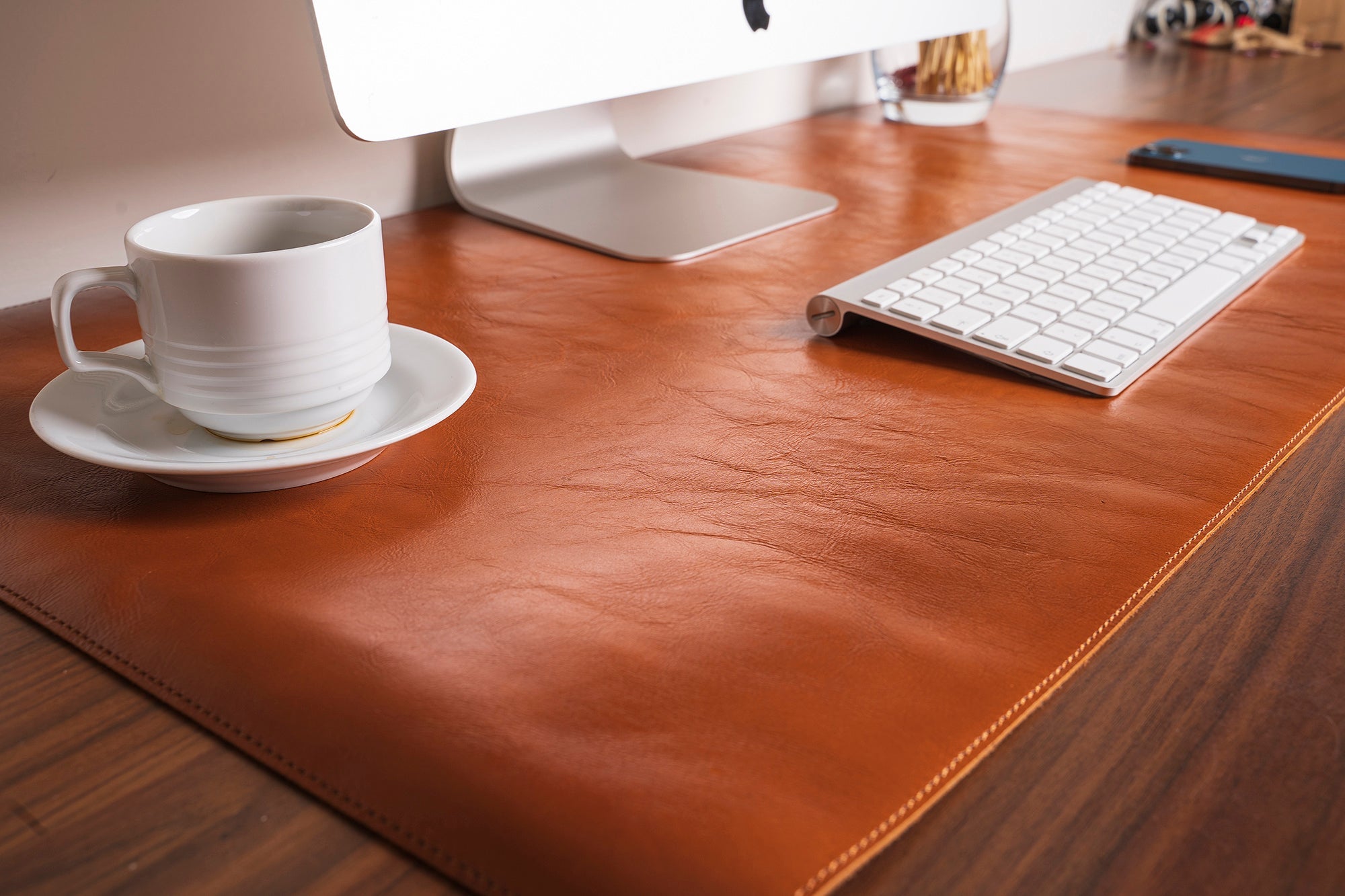 LupinnyLeather Genuine Brown Leather Deskmat, Computer Pad, Office Desk Pad