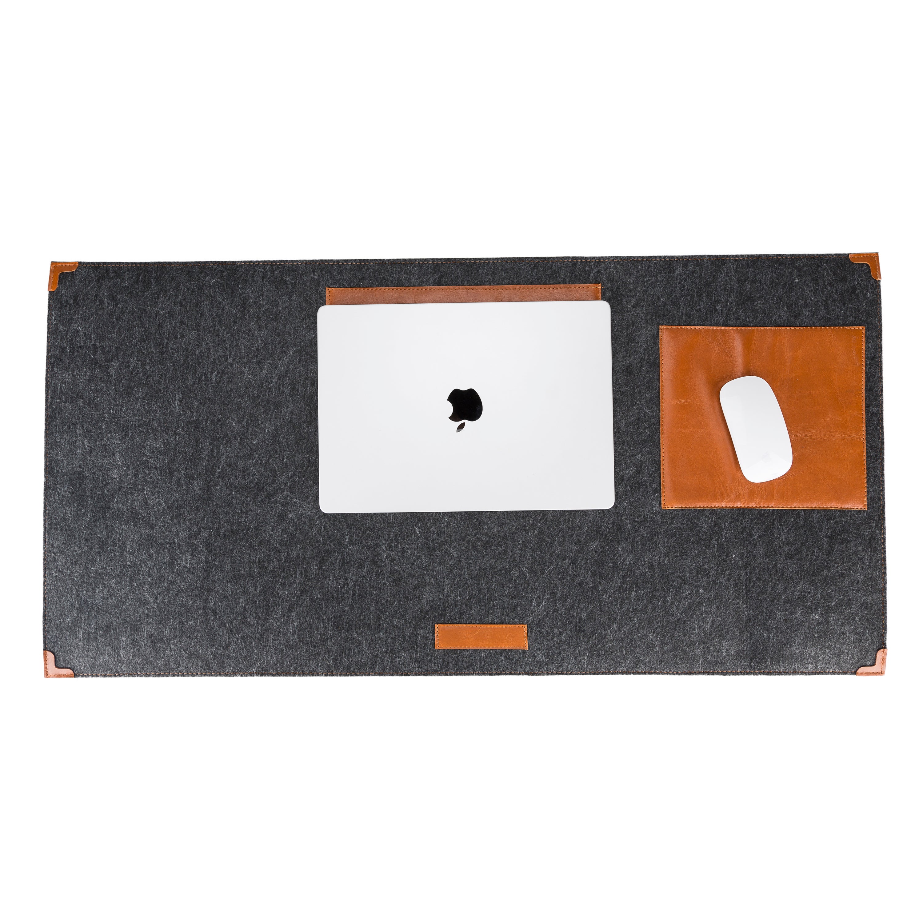 LupinnyLeather Dark Grey Felt Deskmat, Computer Pad, Office Desk Pad 1