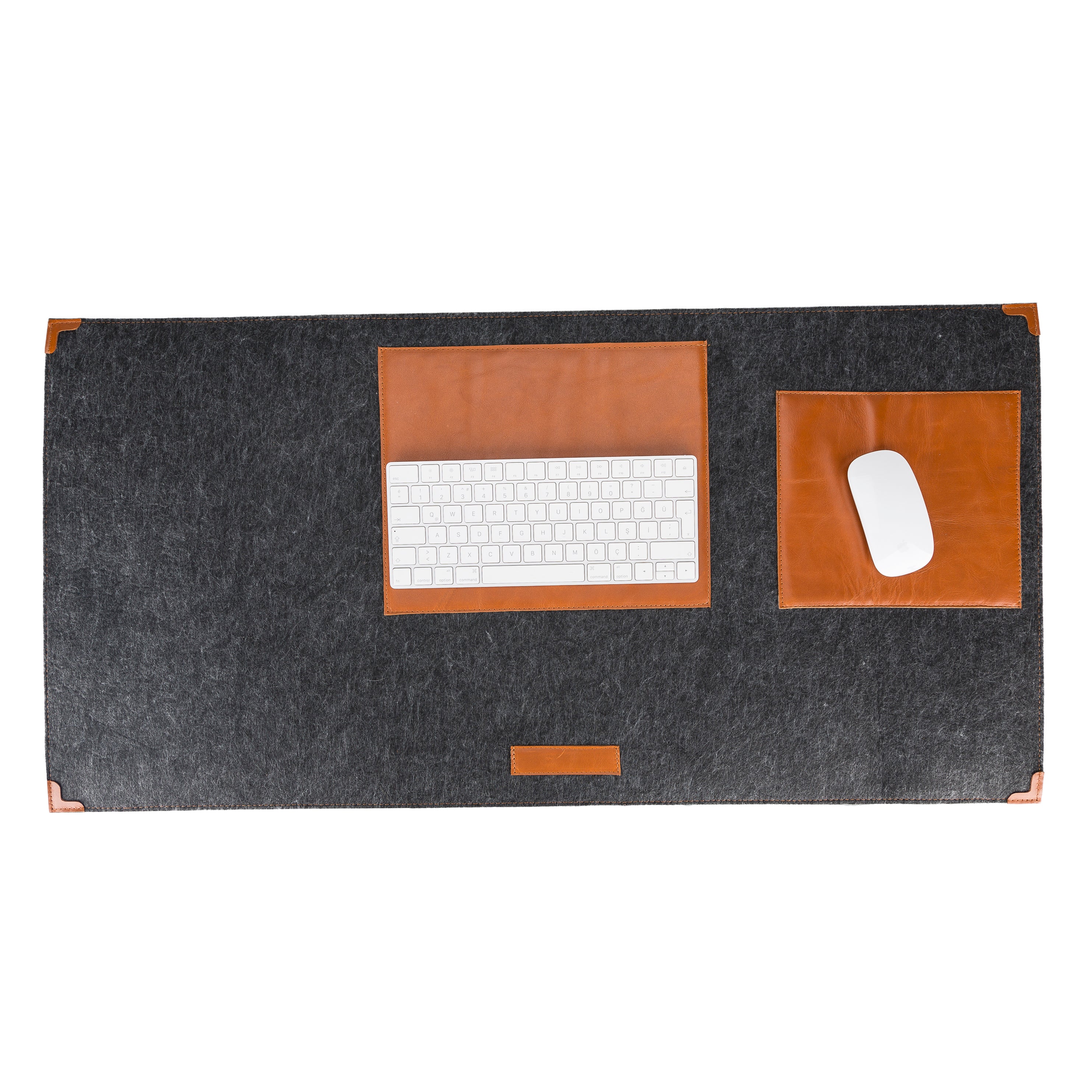 LupinnyLeather Dark Grey Felt Deskmat, Computer Pad, Office Desk Pad 3