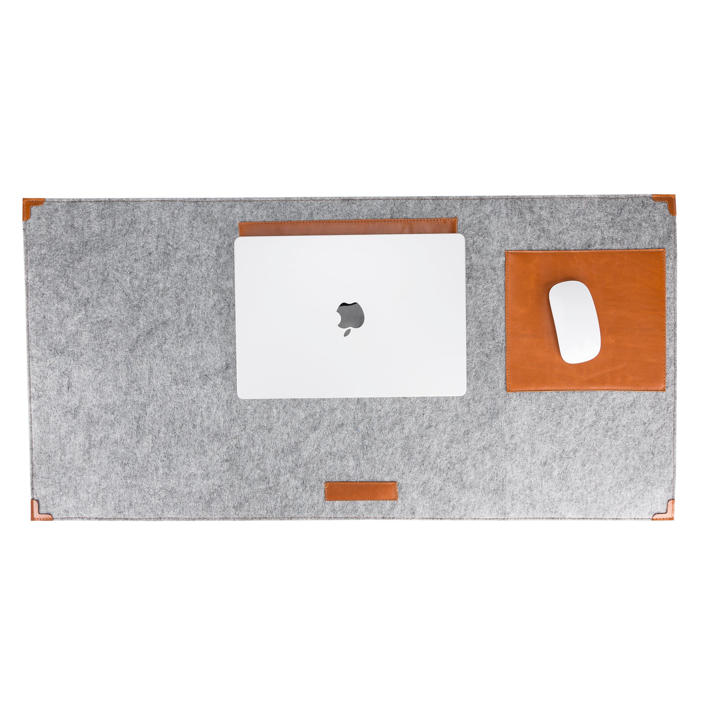 LupinnyLeather Grey Felt Deskmat, Computer Pad, Office Desk Pad 1