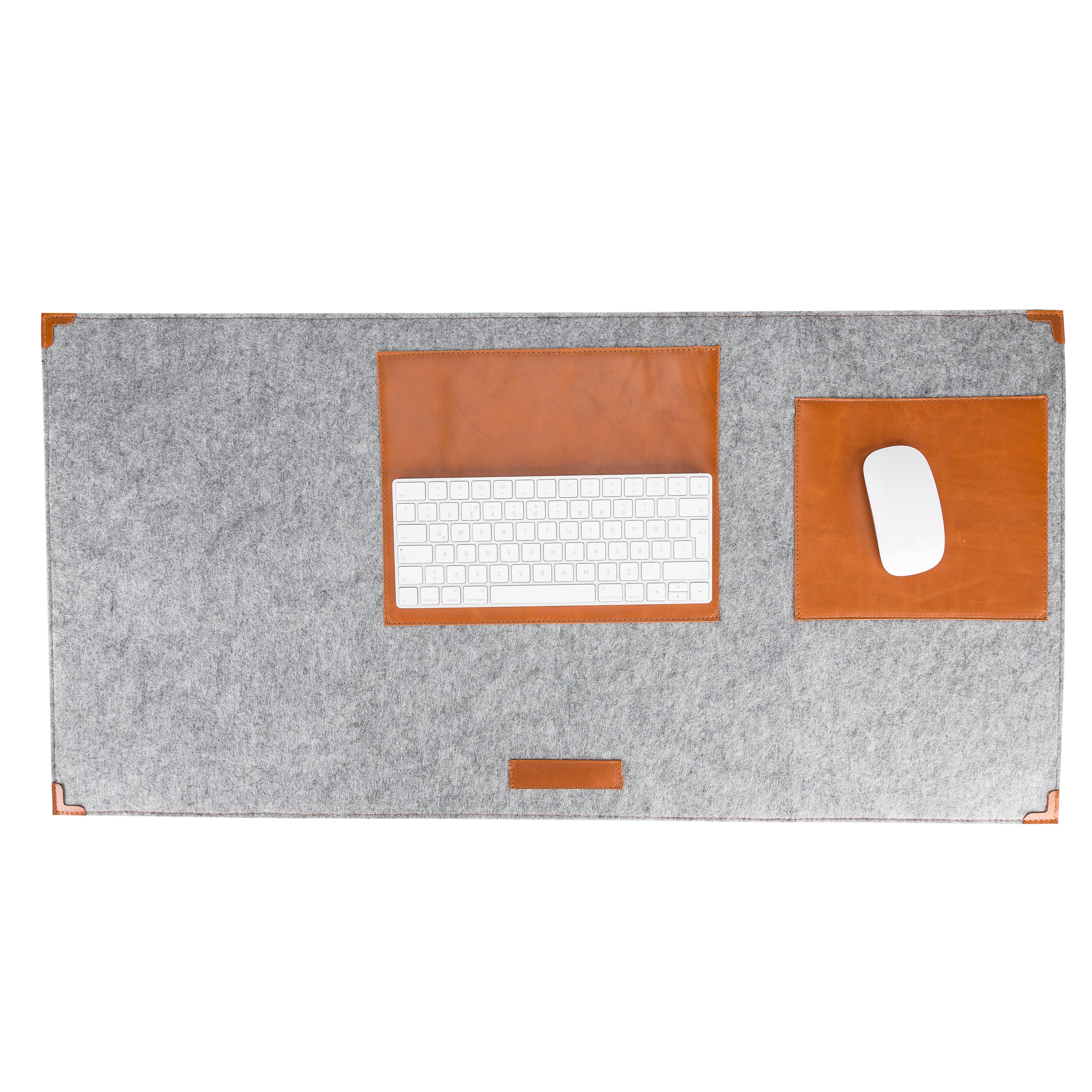 LupinnyLeather Grey Felt Deskmat, Computer Pad, Office Desk Pad 3