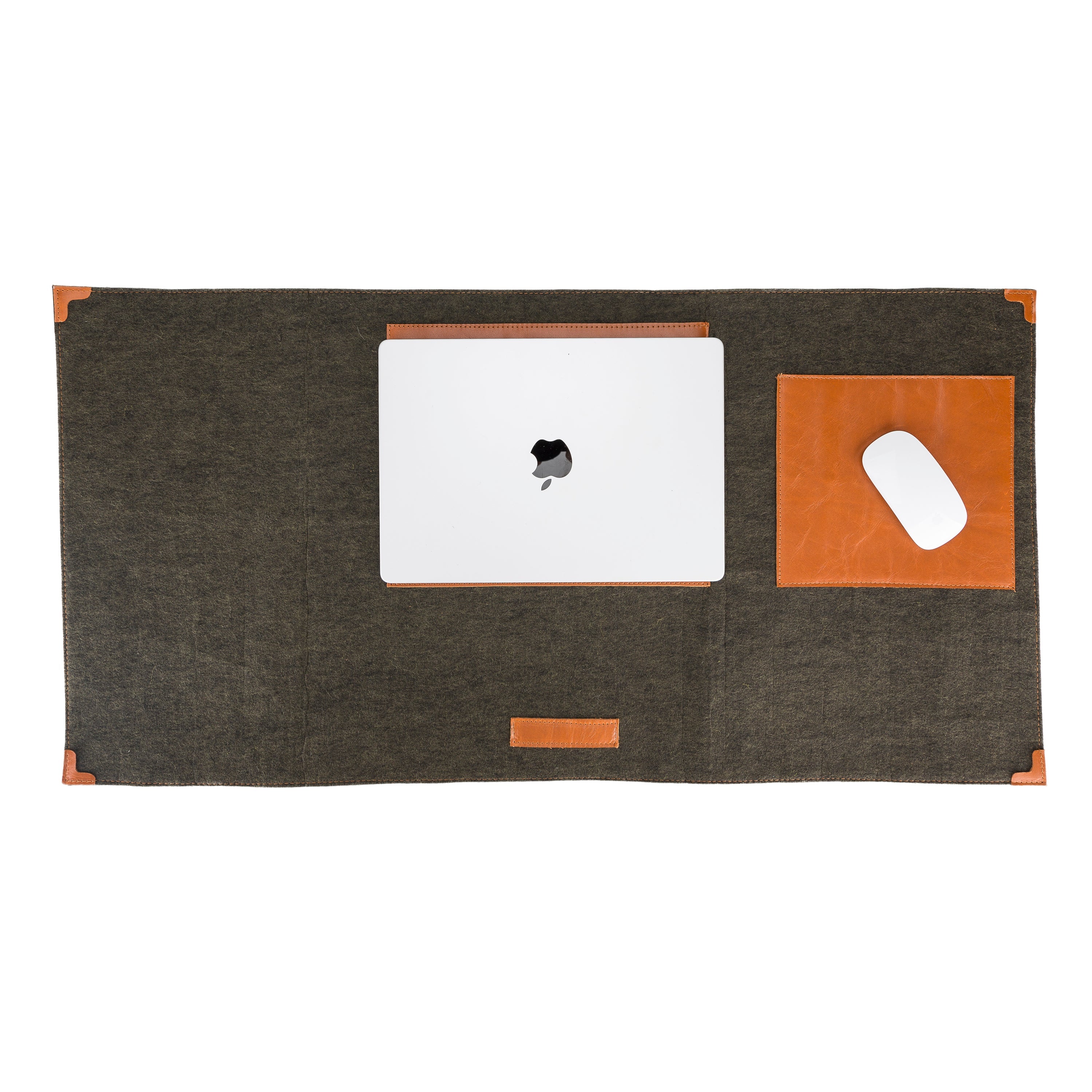 LupinnyLeather Khaki Felt Deskmat, Computer Pad, Office Desk Pad