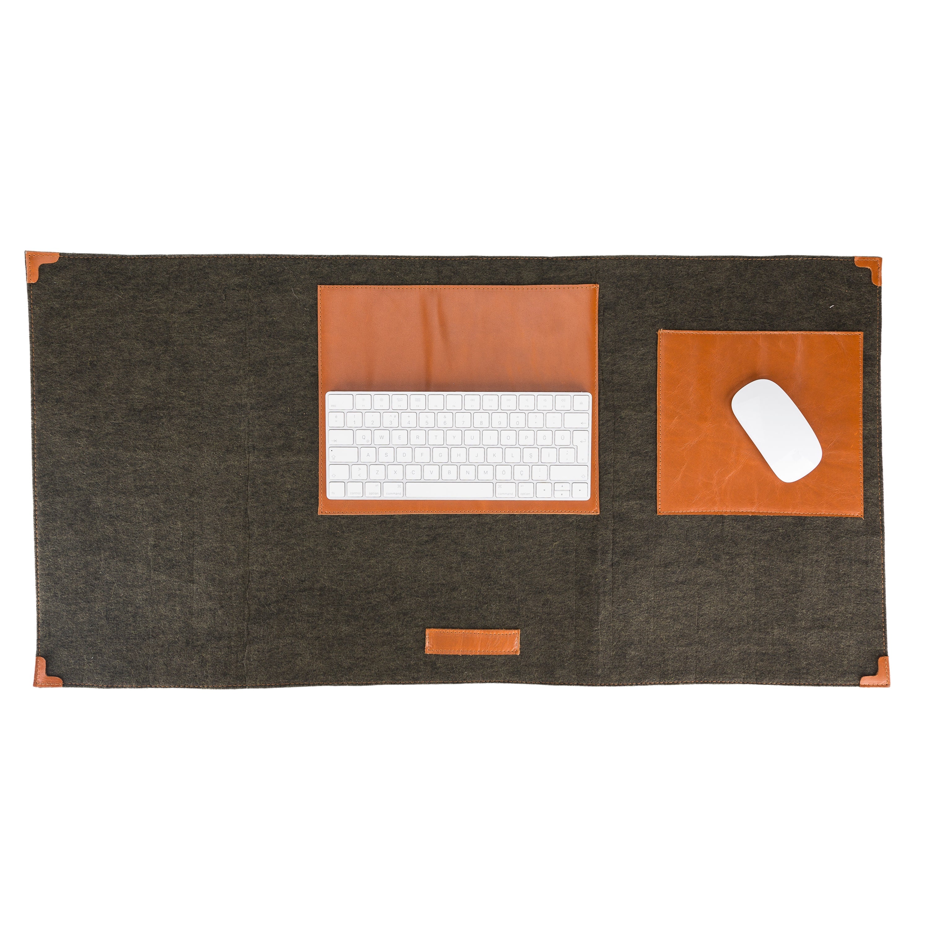 LupinnyLeather Khaki Felt Deskmat, Computer Pad, Office Desk Pad