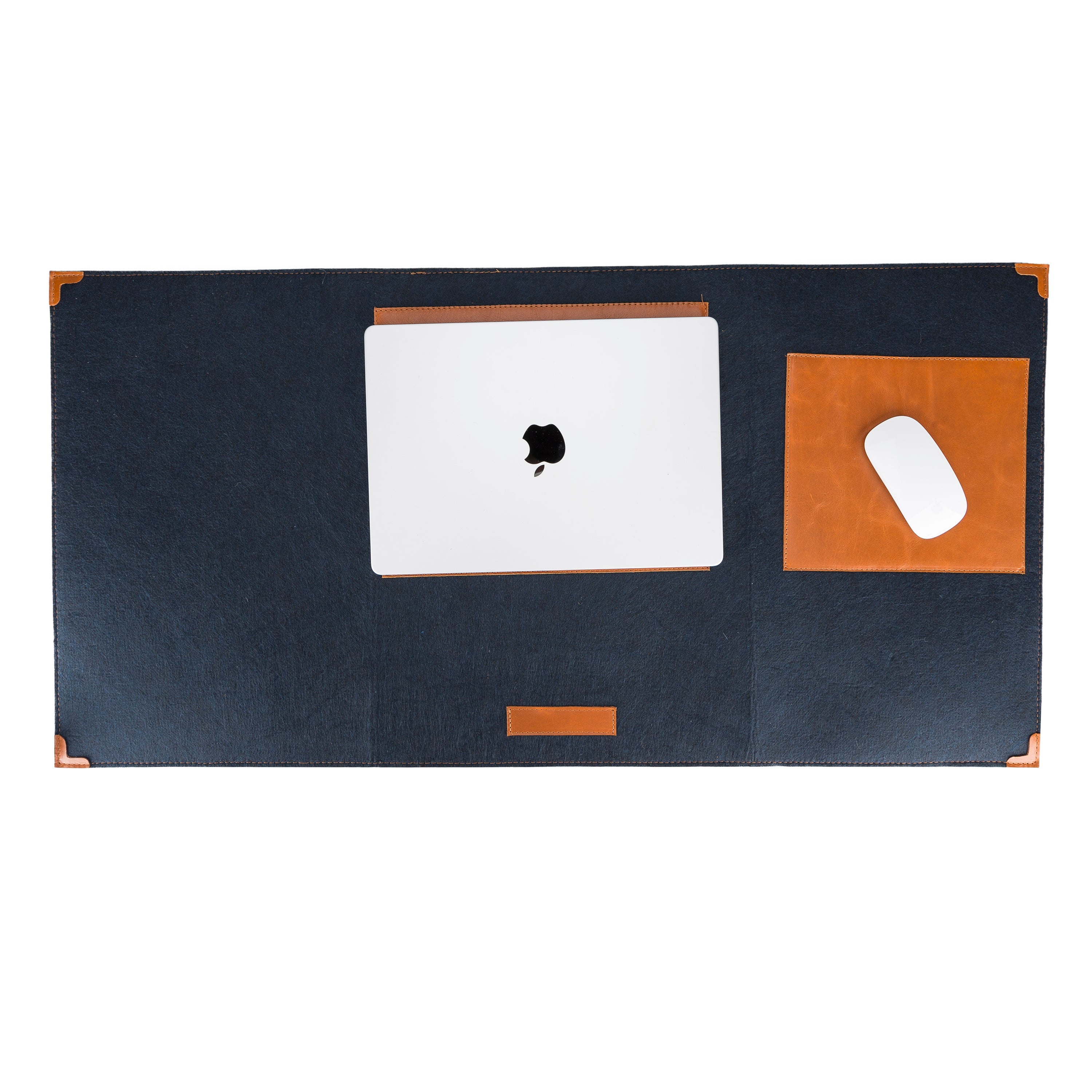 LupinnyLeather Navy Blue Felt Deskmat, Computer Pad, Office Desk Pad 1