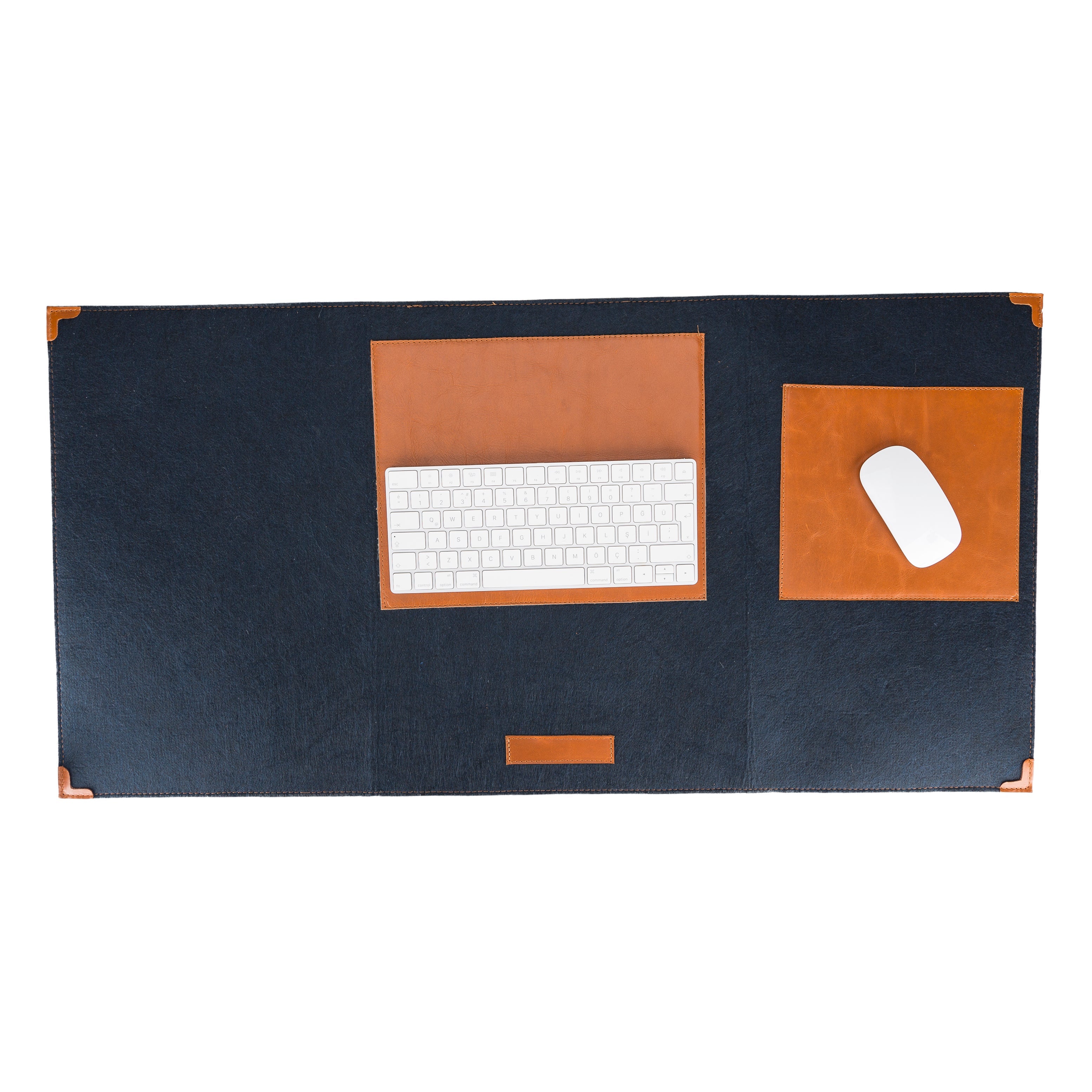 LupinnyLeather Navy Blue Felt Deskmat, Computer Pad, Office Desk Pad 3