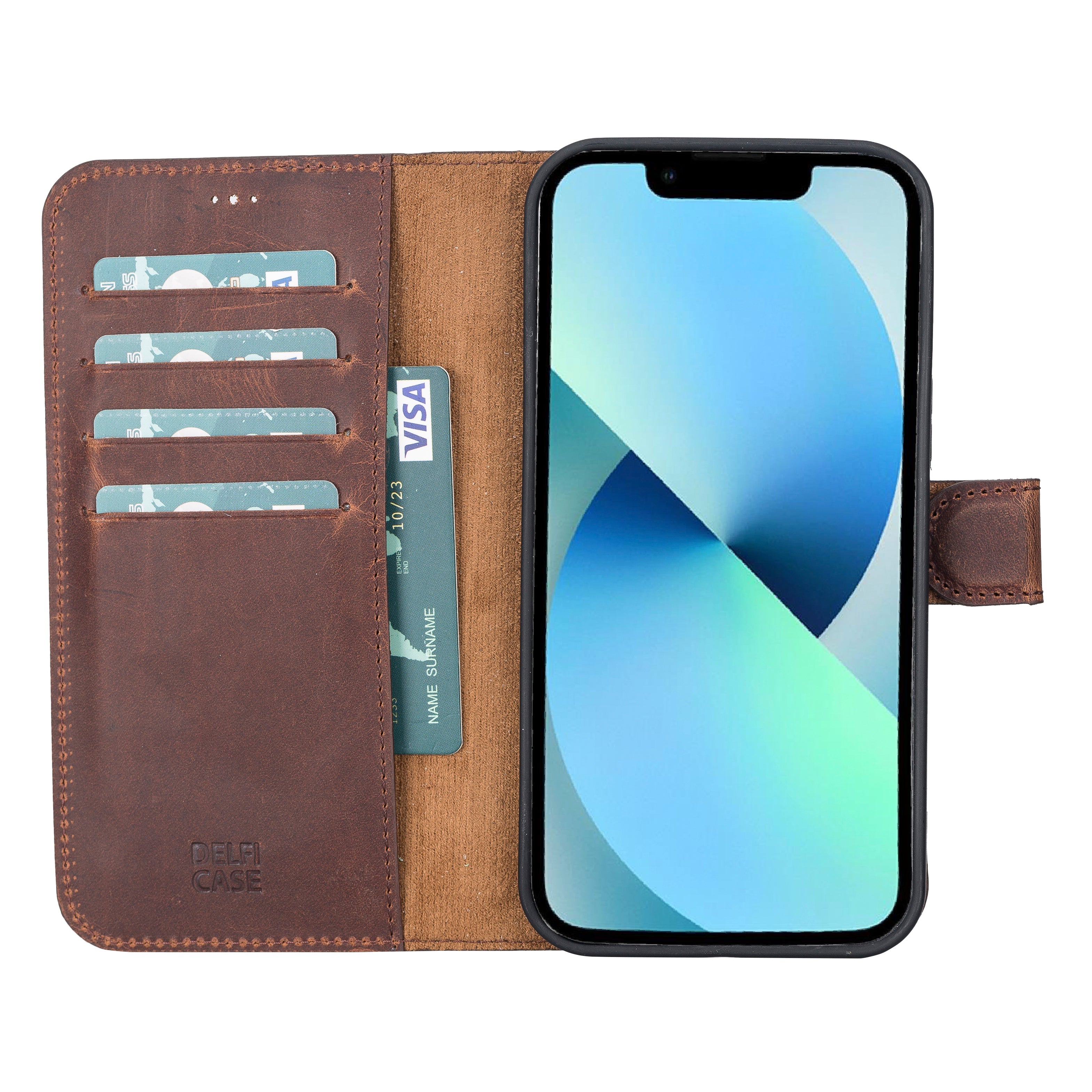 LupinnyLeather Leather Magnetic Detachable Wallet Case for iPhone 12 Pro Max (6.7") 15