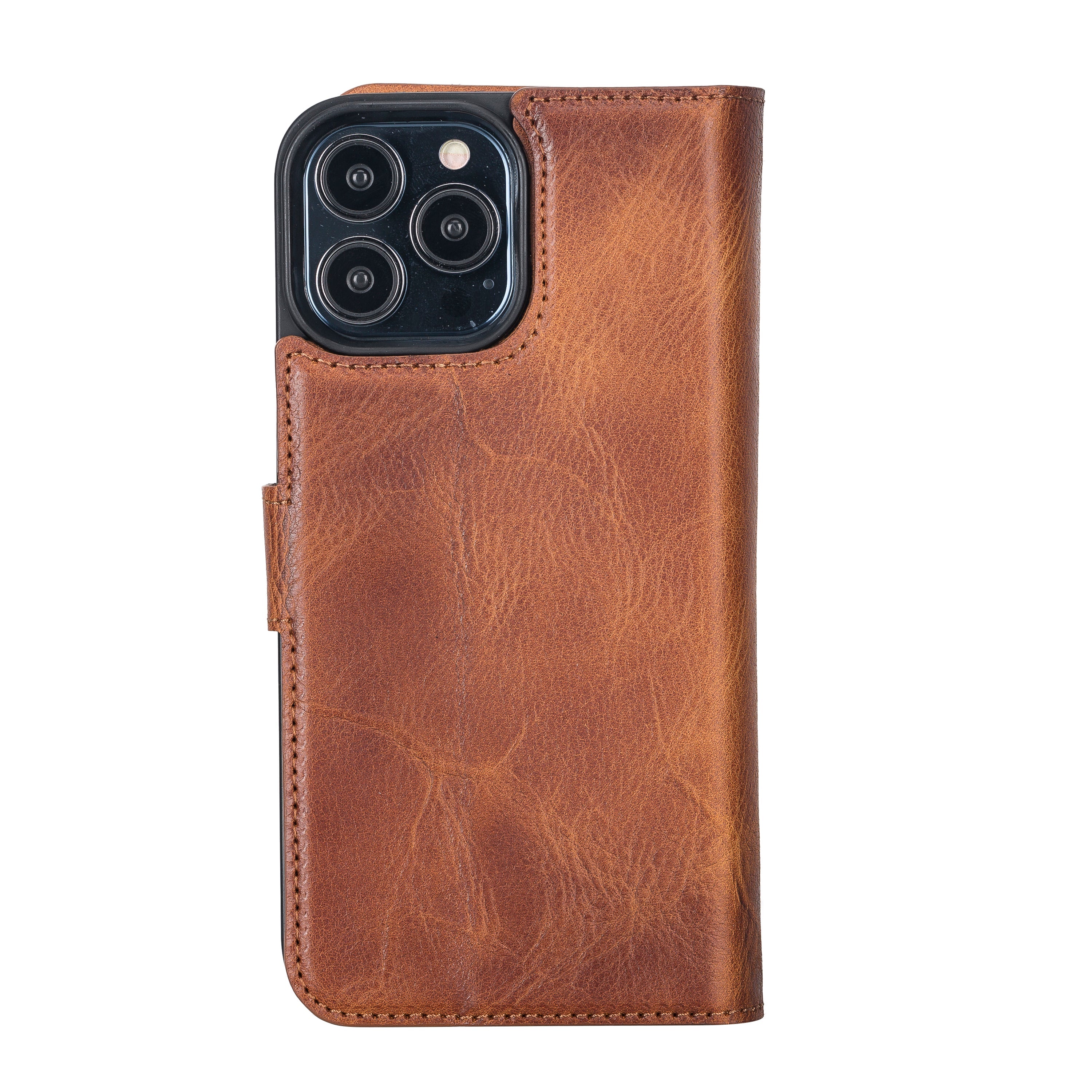 LupinnyLeather Rustic Brown Leather Magnetic Detachable Wallet Case for iPhone 13 Pro Max (6.7") 138