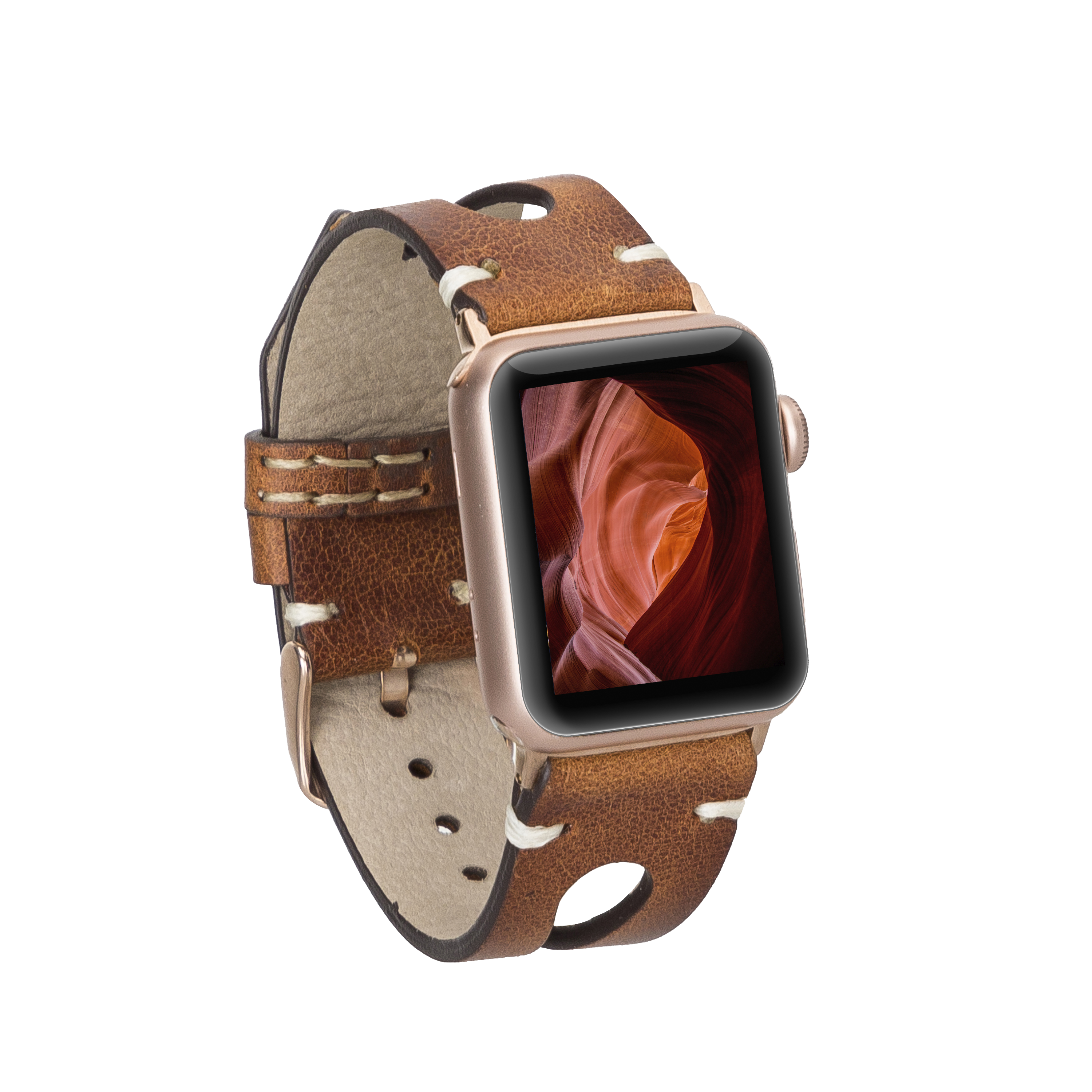 LupinnyLeather Cardiff Brown Leather Watch Band for Apple Watch 38mm 40mm 41mm 42mm 44mm 45mm 6