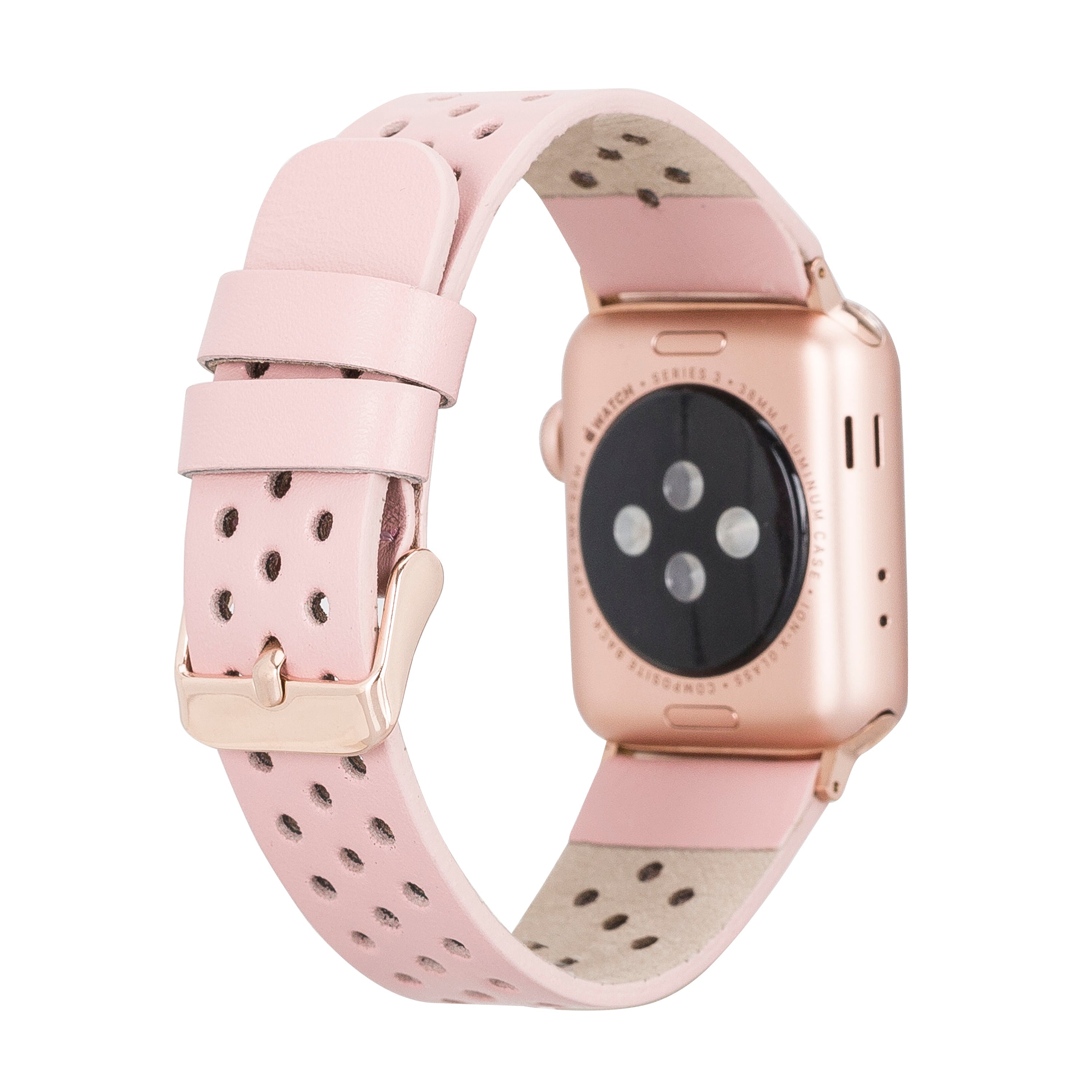 LupinnyLeather Chester Watch Band for Apple Watch & Fitbit Versa/Sense (Pink) 2