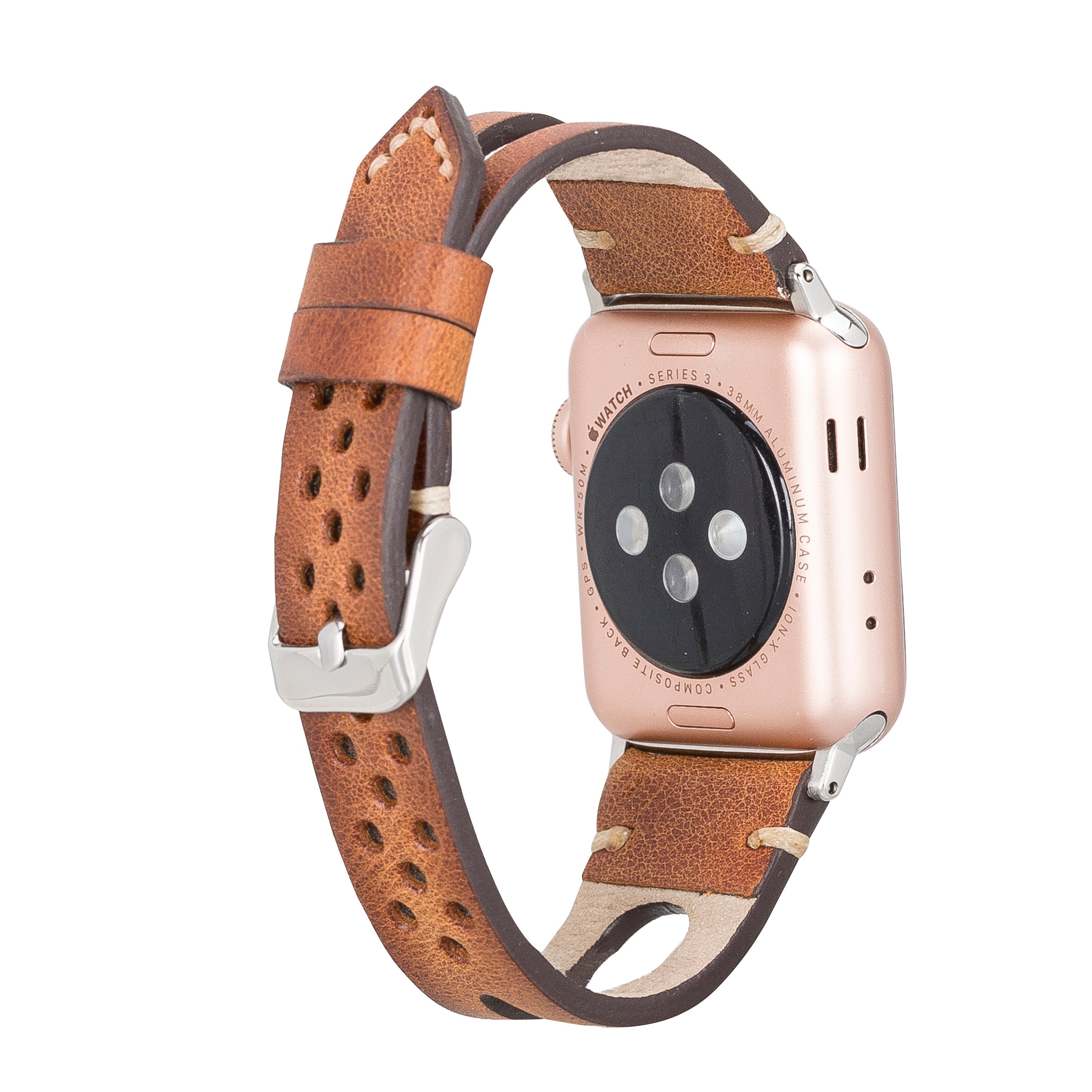 LupinnyLeather Quinn Watch Band for Apple Watch & Fitbit Versa/Sense (Brown) 2