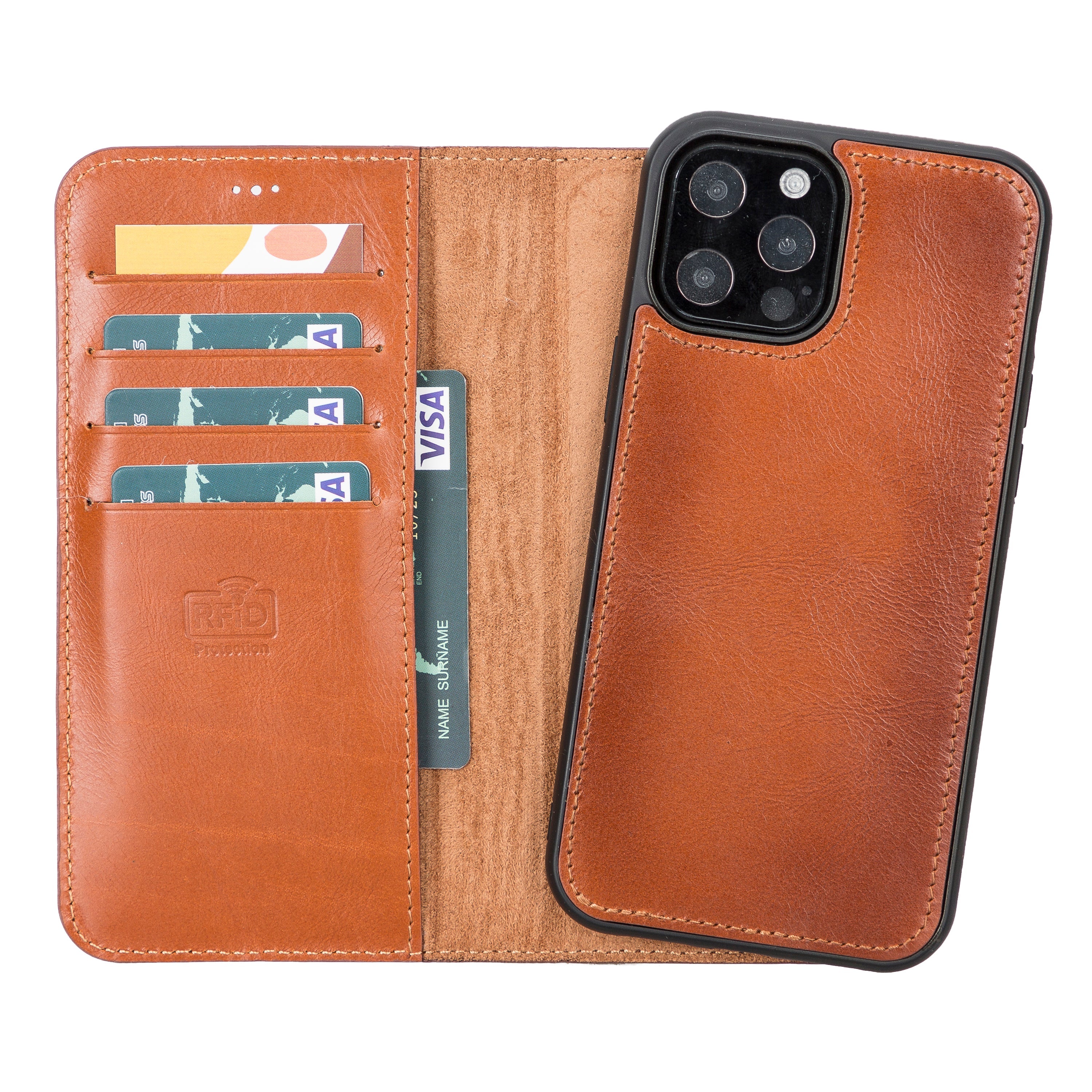 LupinnyLeather Leather Magnetic Detachable Wallet Case for iPhone 11 Pro Max 12