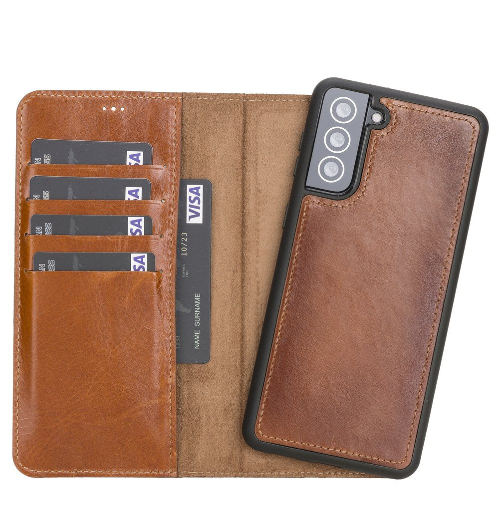 LupinnyLeather Magnetic Detachable Leather Wallet Case for Samsung Galaxy S21 Plus (Brown) 11