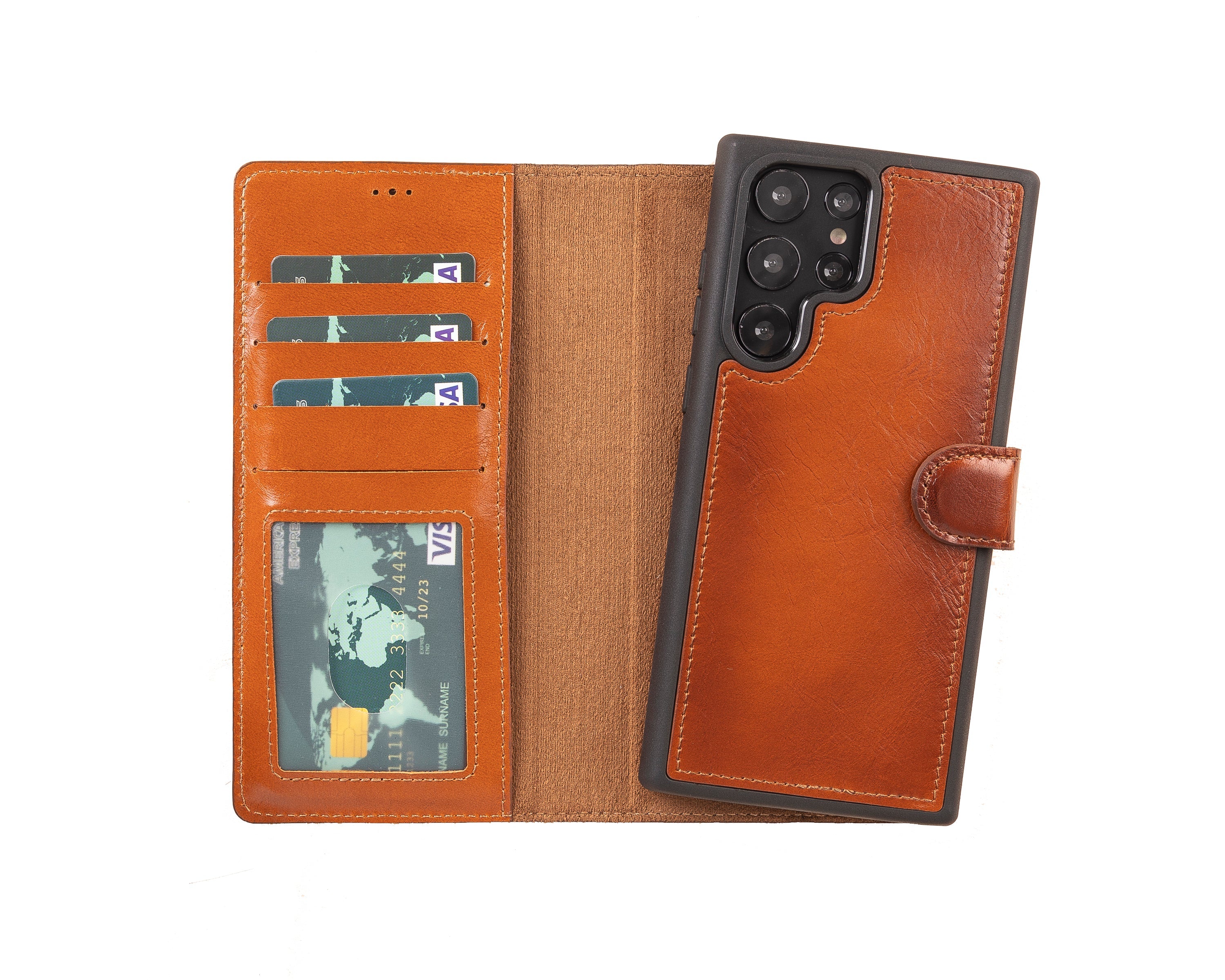 LupinnyLeather Magnetic Detachable Leather Wallet Case for Samsung Galaxy S22 Ultra 14