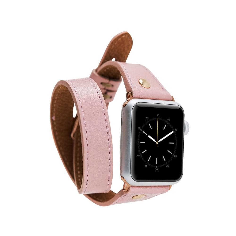 Slim Genuine Leather Apple Watch Band Rose Gold Iwatch Strap 